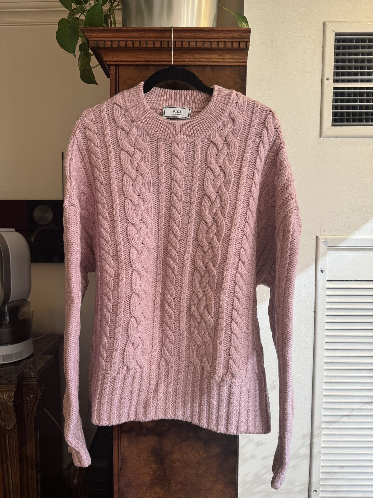 AMI AMI Paris Pink Cable Knit Sweater Size Medium Size US M / EU 48-50 / 2 - 2 Thumbnail