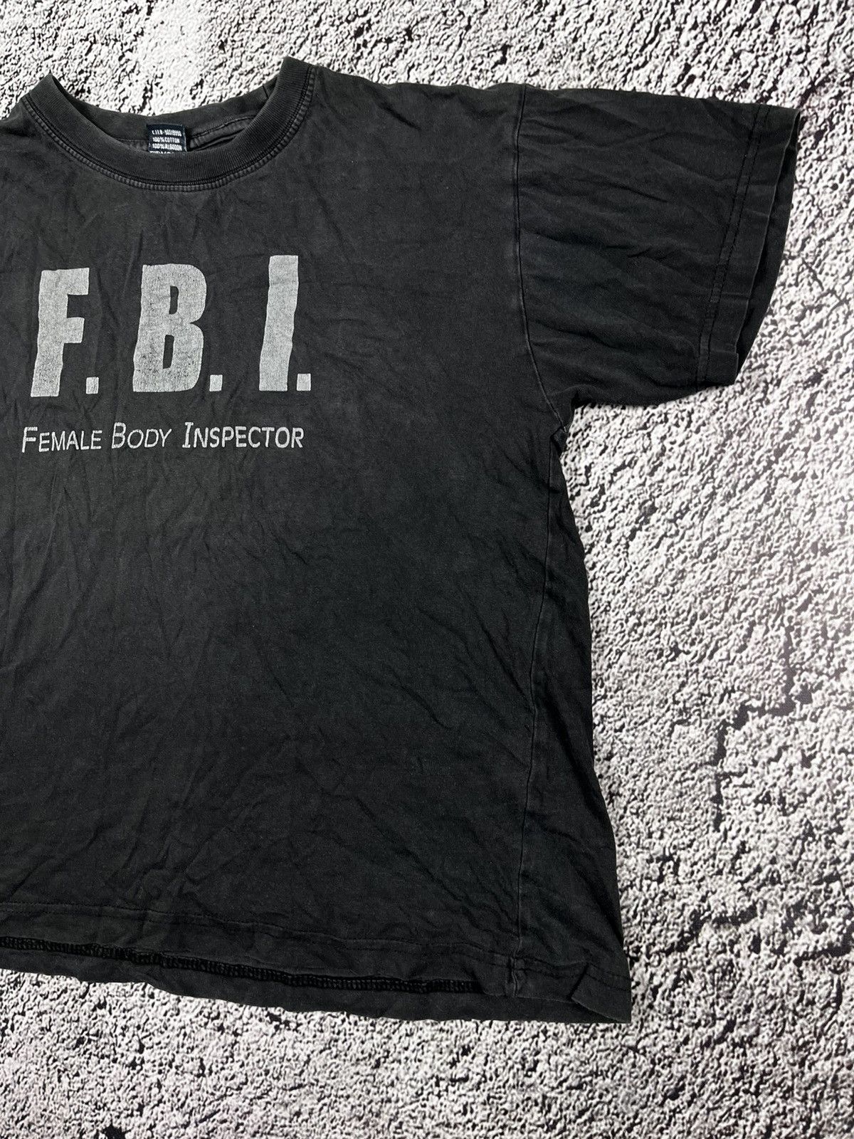 Band Tees Vintage Y2K Humor «Female Body Inspector» trashed t shirt Size US S / EU 44-46 / 1 - 3 Thumbnail