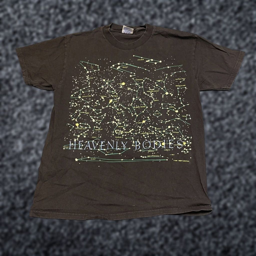 Hanes VINTAGE Hanes T-Shirt Men M Black Heavenly Bodies Double-Sided Star Map Size US M / EU 48-50 / 2 - 1 Thumbnail