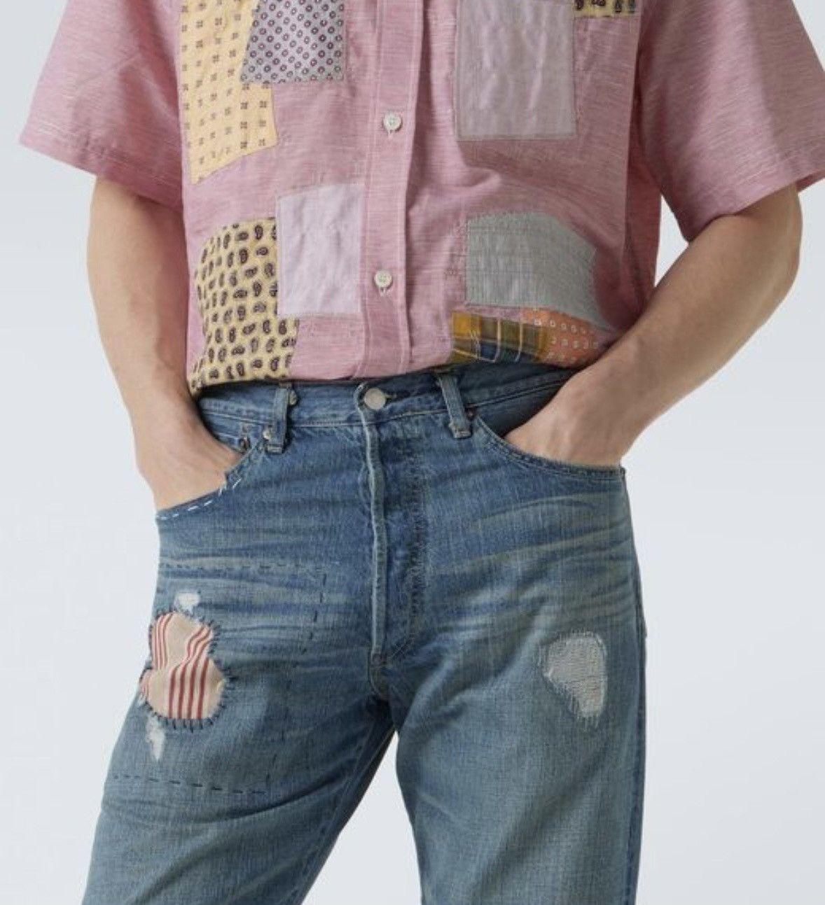 Junya Watanabe Men's Blue X Levi's Patchwork Straight Jeans Size US 32 / EU 48 - 4 Thumbnail