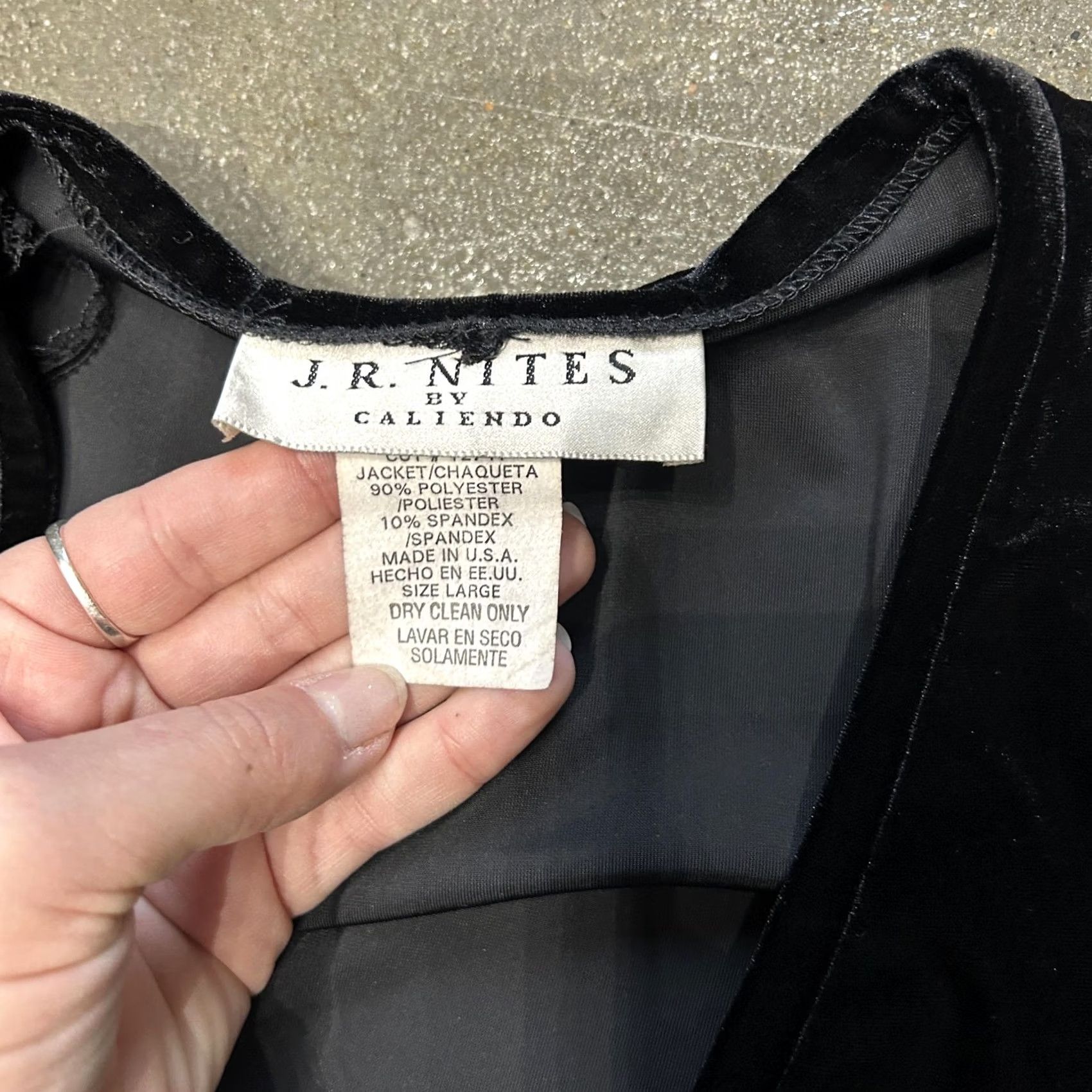 Velvet VINTAGE JR Nites By Caliendo Jacket Womens Large Black Velvet Long Sleeve Dressy Evening Size L / US 10 / IT 46 - 3 Thumbnail