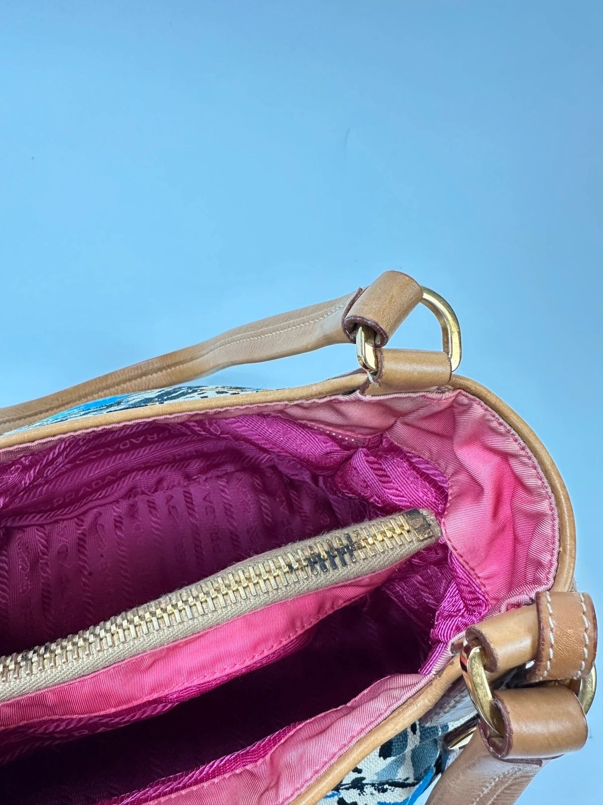 Prada Prada Milano SS04 Venezia Leather & Canvas Painting HandBag Size ONE SIZE - 12 Thumbnail