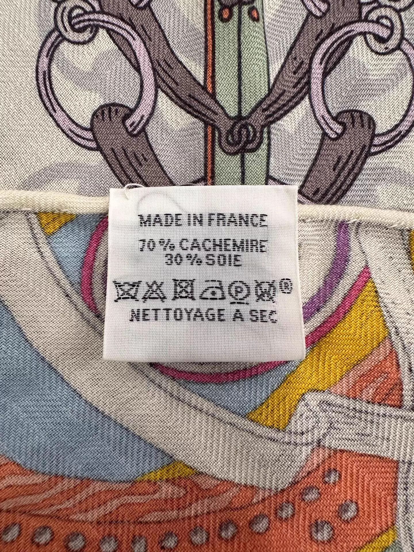Hermes Hermes Selle Fleurie Hac Logo Cashmere Tri Scarf New Size ONE SIZE - 6 Thumbnail