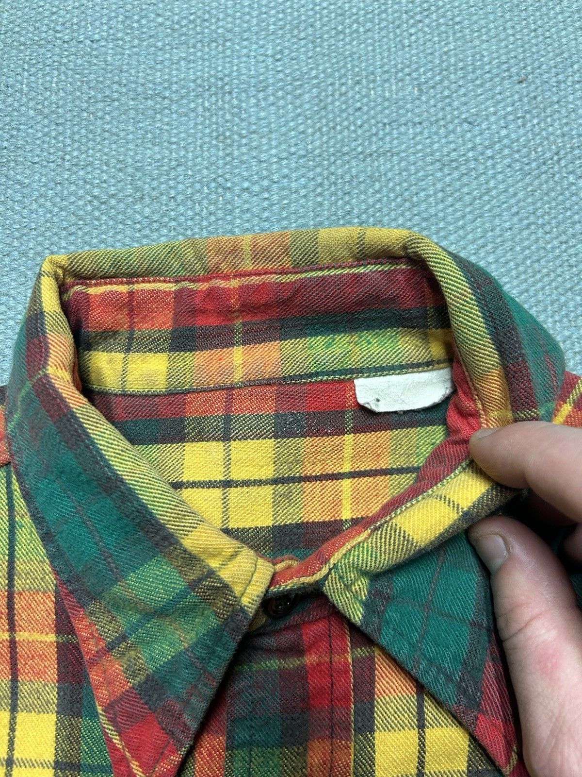 Vintage Vtg 60s long sleeve flannel shirt woven cotton plaid large Size US L / EU 52-54 / 3 - 6 Thumbnail