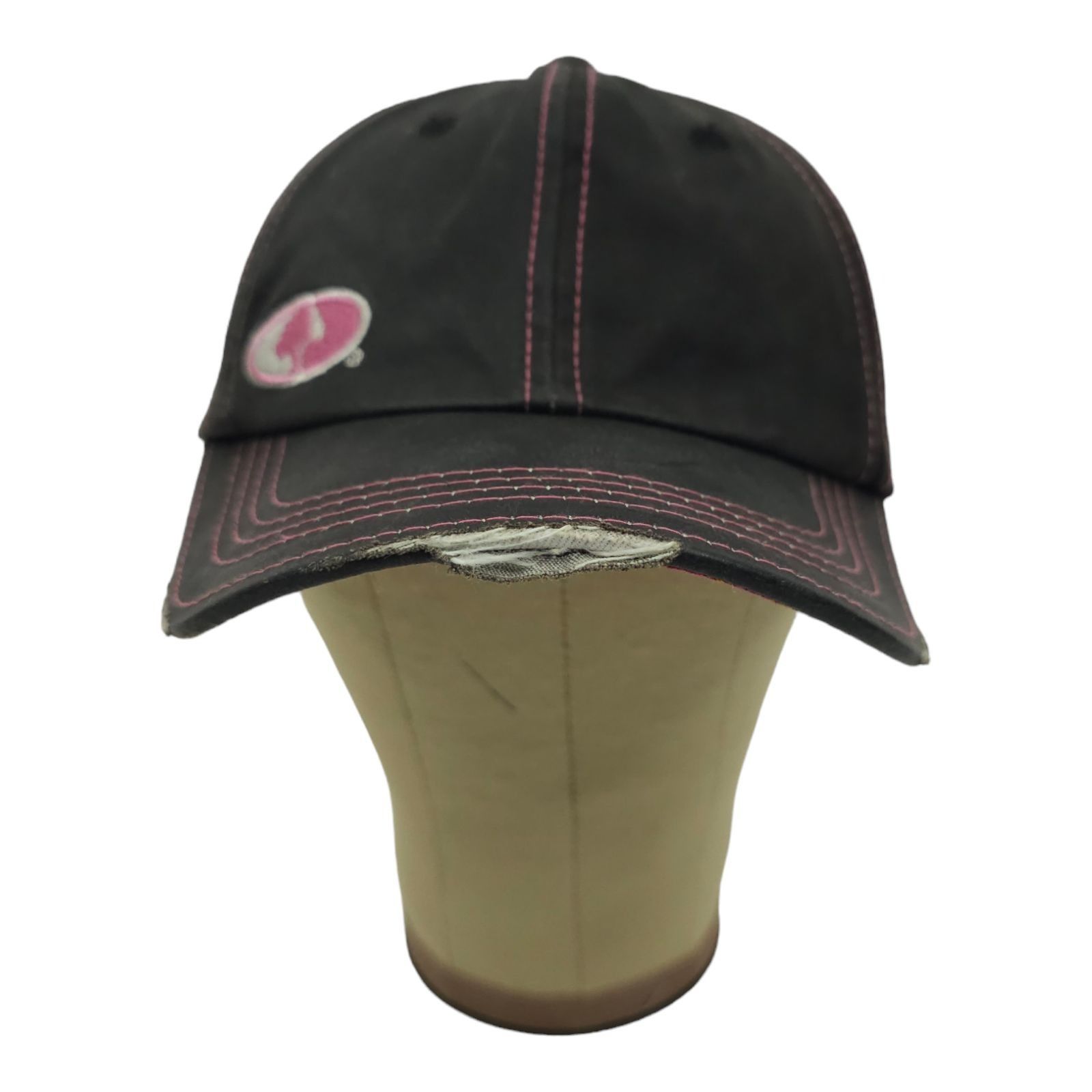 Signatures Mossy Oak Black Pink Distressed Tuck Strap Adjustable Cap Size ONE SIZE - 9 Thumbnail