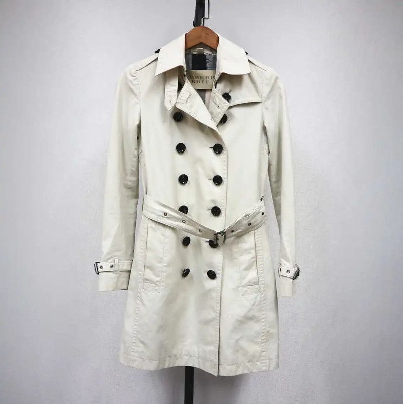 Burberry Burberry Women's Cotton Trench Coat in Ivory Size S / US 4 / IT 40 - 1 Thumbnail