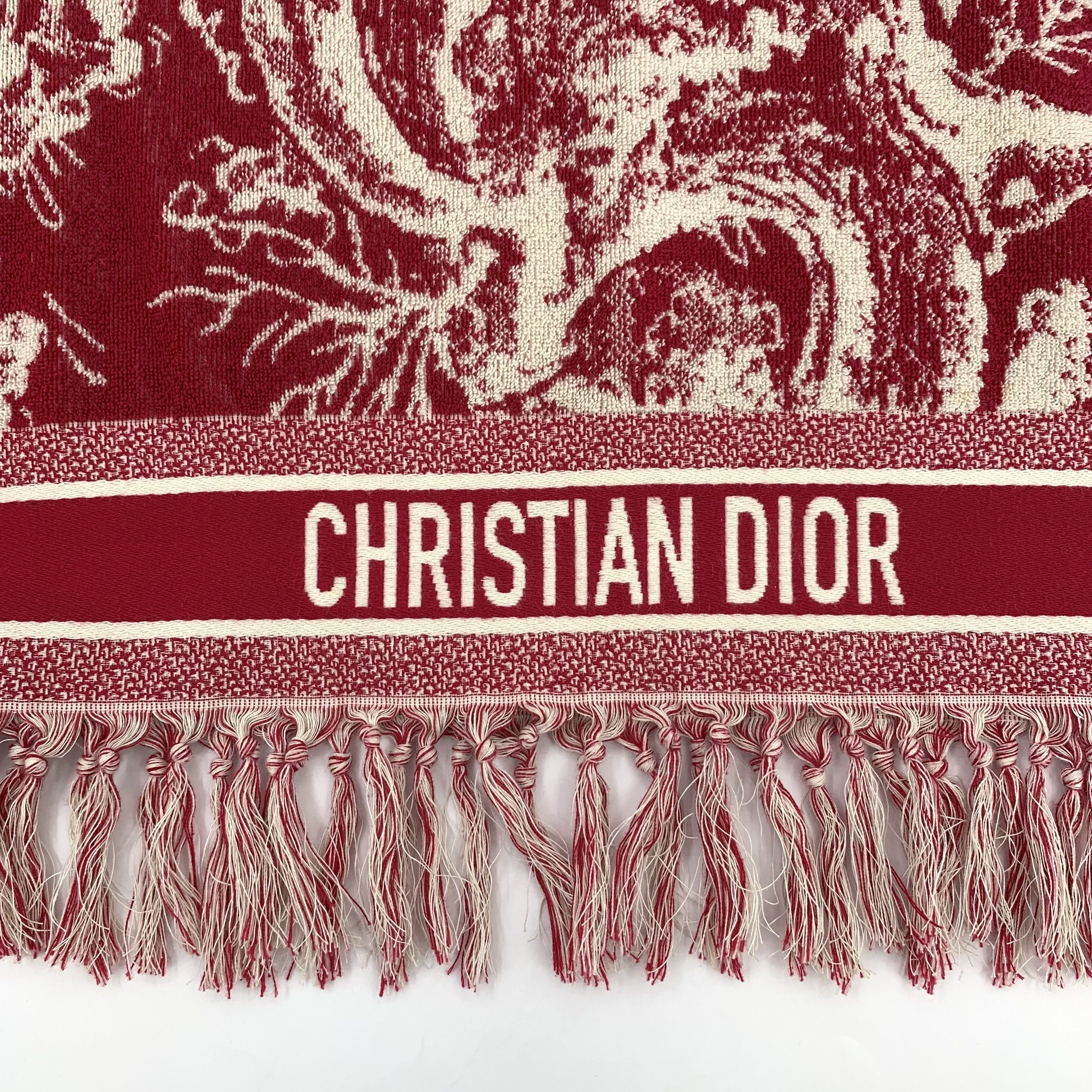 Dior Christian Dior Cotton Zoo-Print Fringe Scarf (175×95cm) Size ONE SIZE - 2 Thumbnail