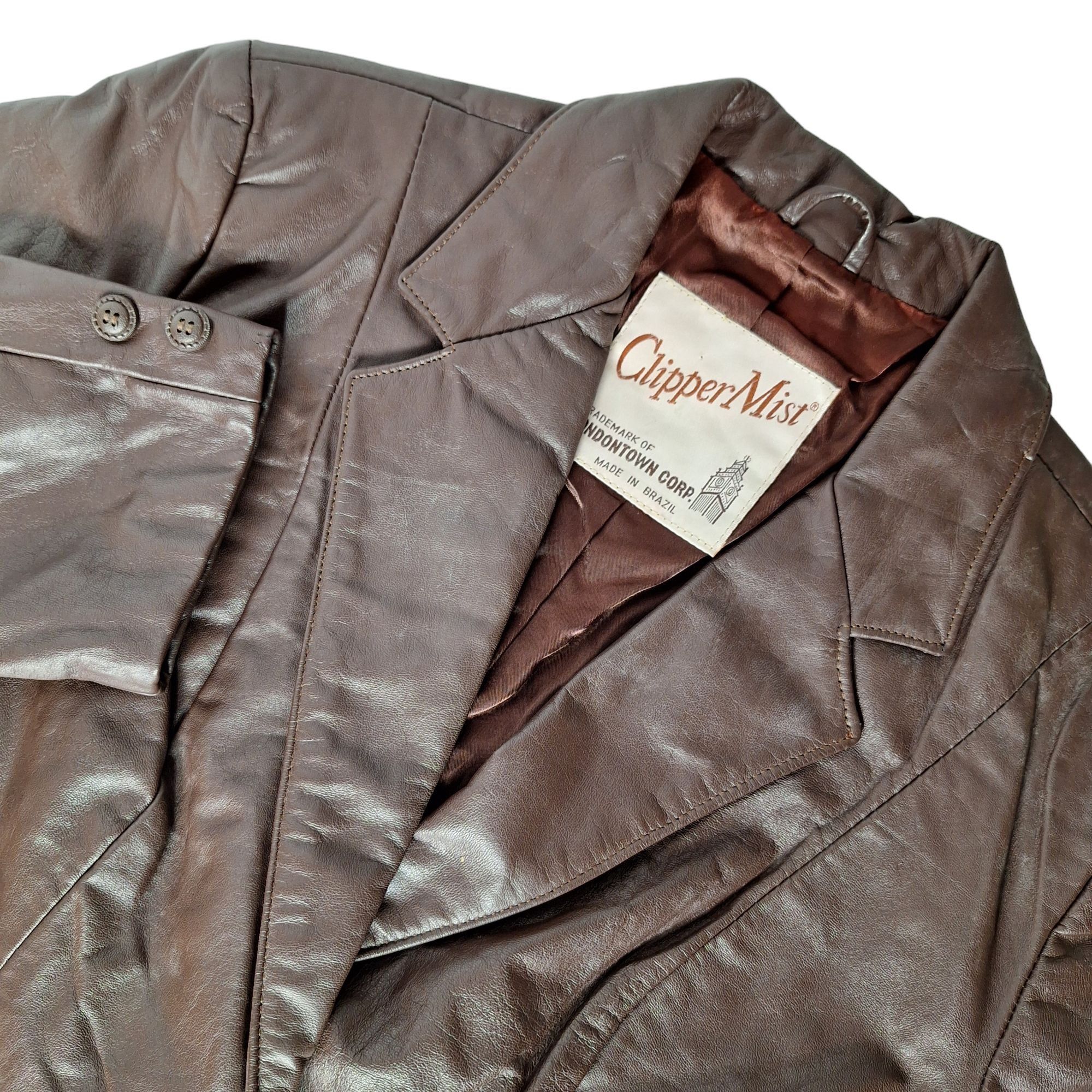 Other Vtg Clipper Mist Londontown Leather Jacket Blazer Brown Mob Size XXL / US 16-18 / IT 52-54 - 1 Thumbnail