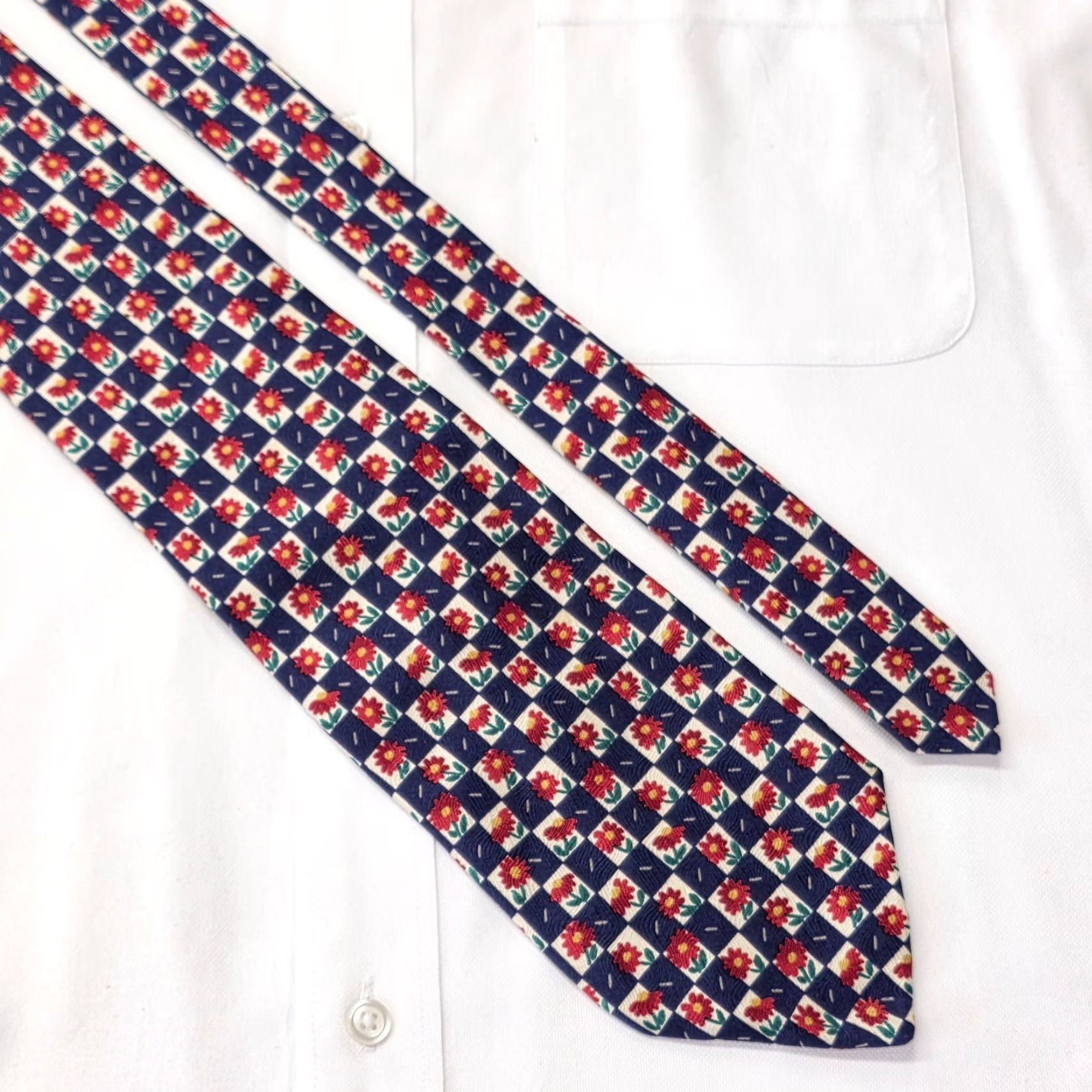 Robert Talbott Robert Talbott Studio Tie Adult 58.25" X 4" Blue Silk Floral Spring Designer Preppy USA Mens Size ONE SIZE - 2 Thumbnail