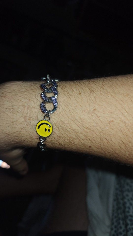 Vintage Retro Smile Face Link Chain Bracelet Size ONE SIZE - 2 Thumbnail