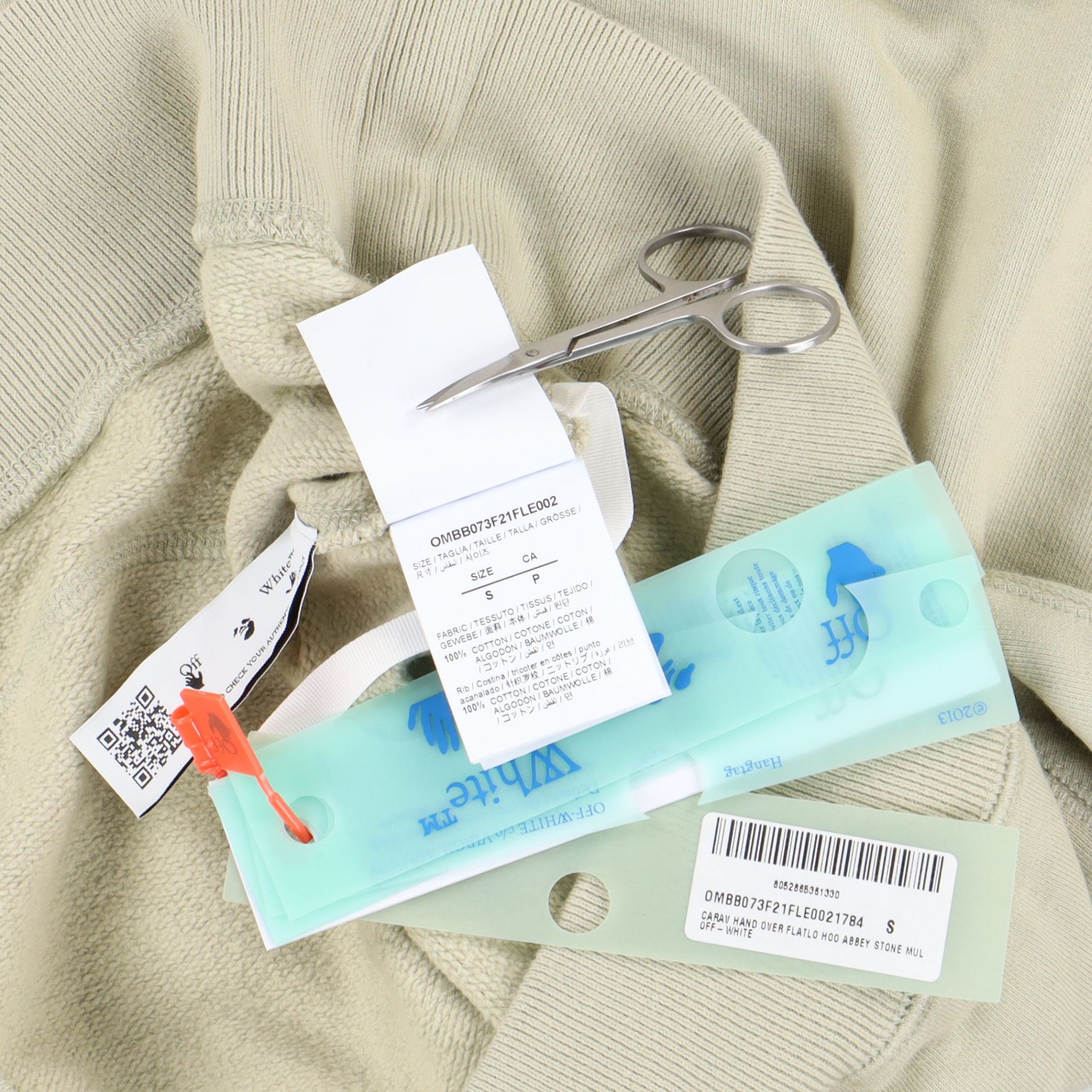 Off-White Beige Caravaggio Hand Logo Hoodie Size US S / EU 44-46 / 1 - 5 Thumbnail