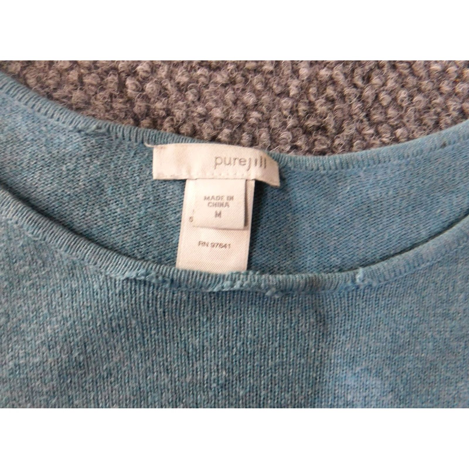 J. Jill J. Jill Sweater Pullover Womens Medium Blue Cable-Knit Cotton Cashmere Stretch Round Neck Long Sleeve with Pockets - Regular Fit, Winter Gift padrões Size M / US 6-8 / IT 42-44 - 5 Thumbnail