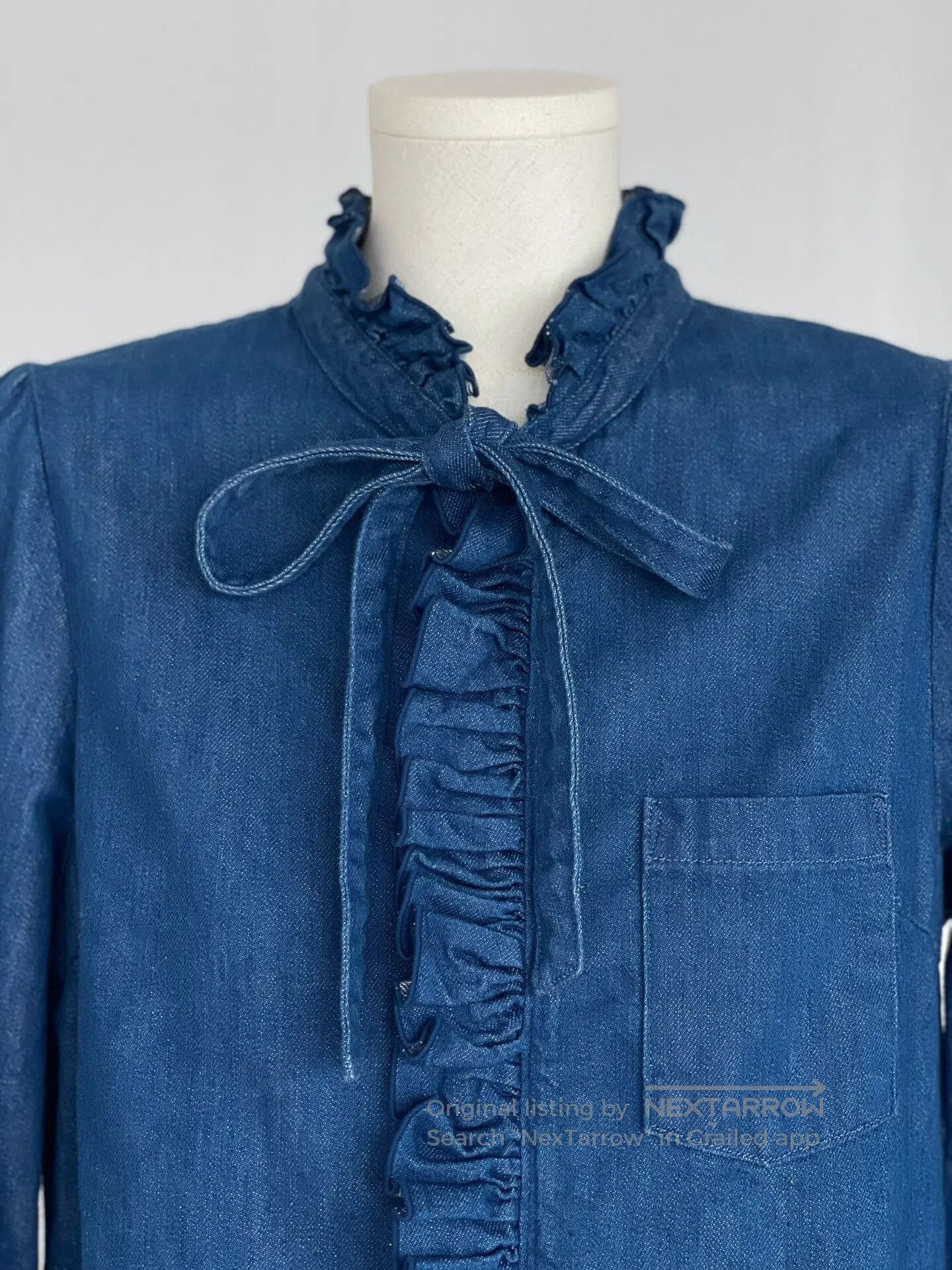 Kapital Cute Denim Ruffled Collar Shirt. Size XS / US 0-2 / IT 36-38 - 4 Thumbnail