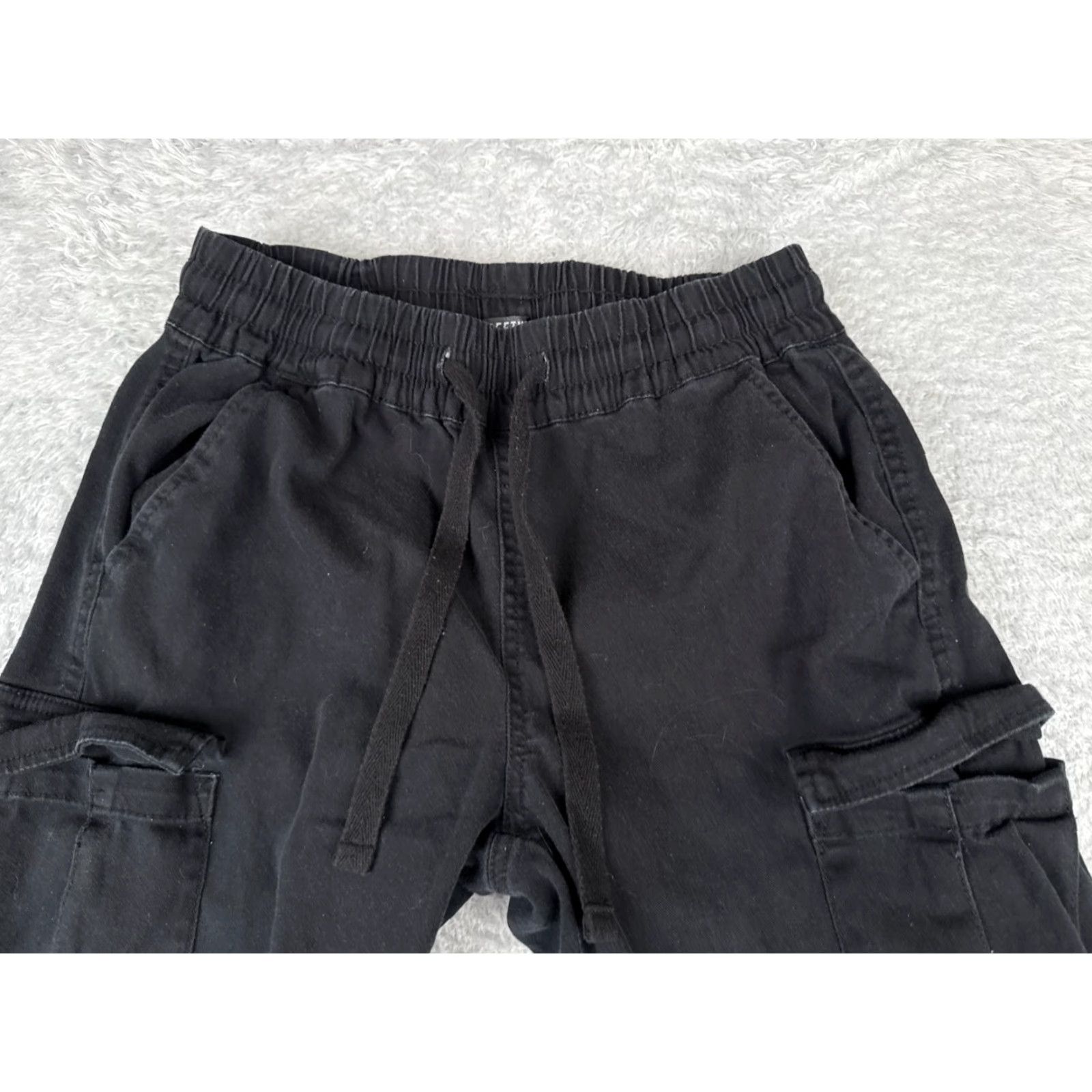Vintage XVTU Streetwear Society Pants Women Black Cargo Jogger Cotton 28x26 Regular Tapered Straight Leg Inseam 26 in Adult Womens Pants Size 28" / US 6 / IT 42 - 4 Thumbnail