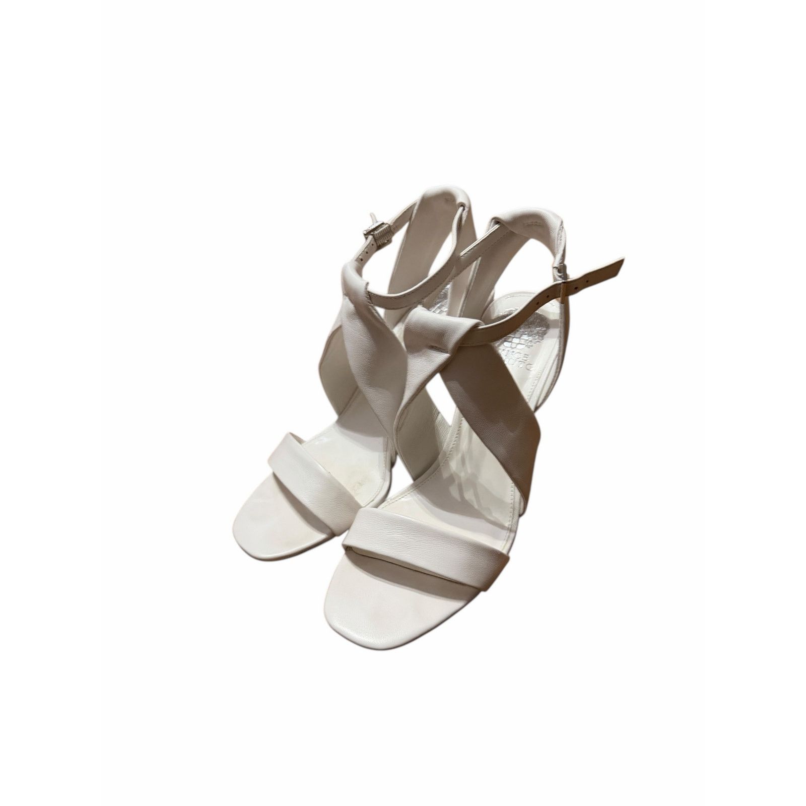 Vince Camuto White Kalintie Open Toe Ankle Strap Suede Solid Heels Size US 10 / IT 40 - 2 Thumbnail