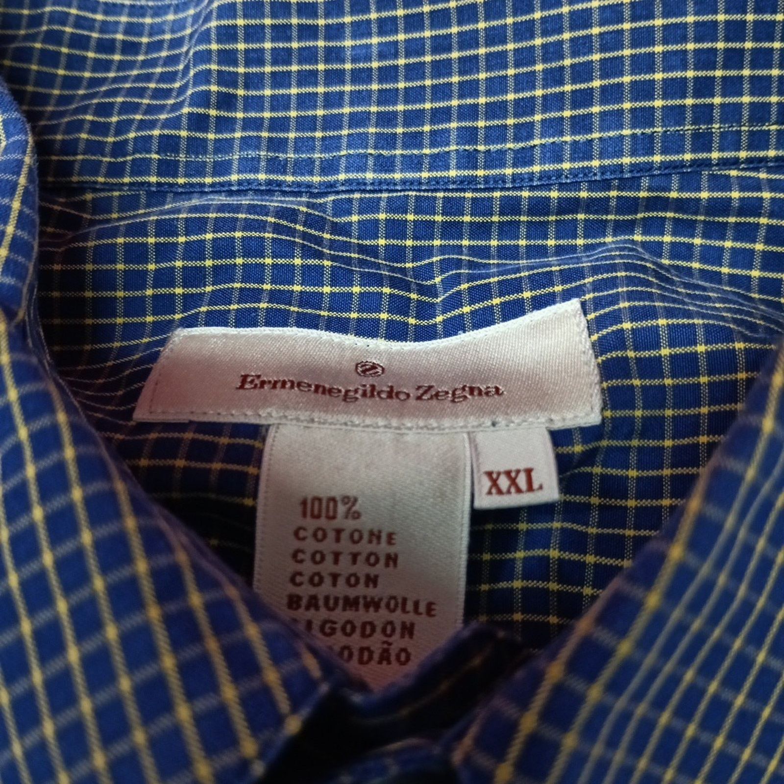 Ermenegildo Zegna Ermenegildo Zegna Shirt Mens 2XL Blue Yellow Check Button Up Size US XXL / EU 58 / 5 - 4 Thumbnail