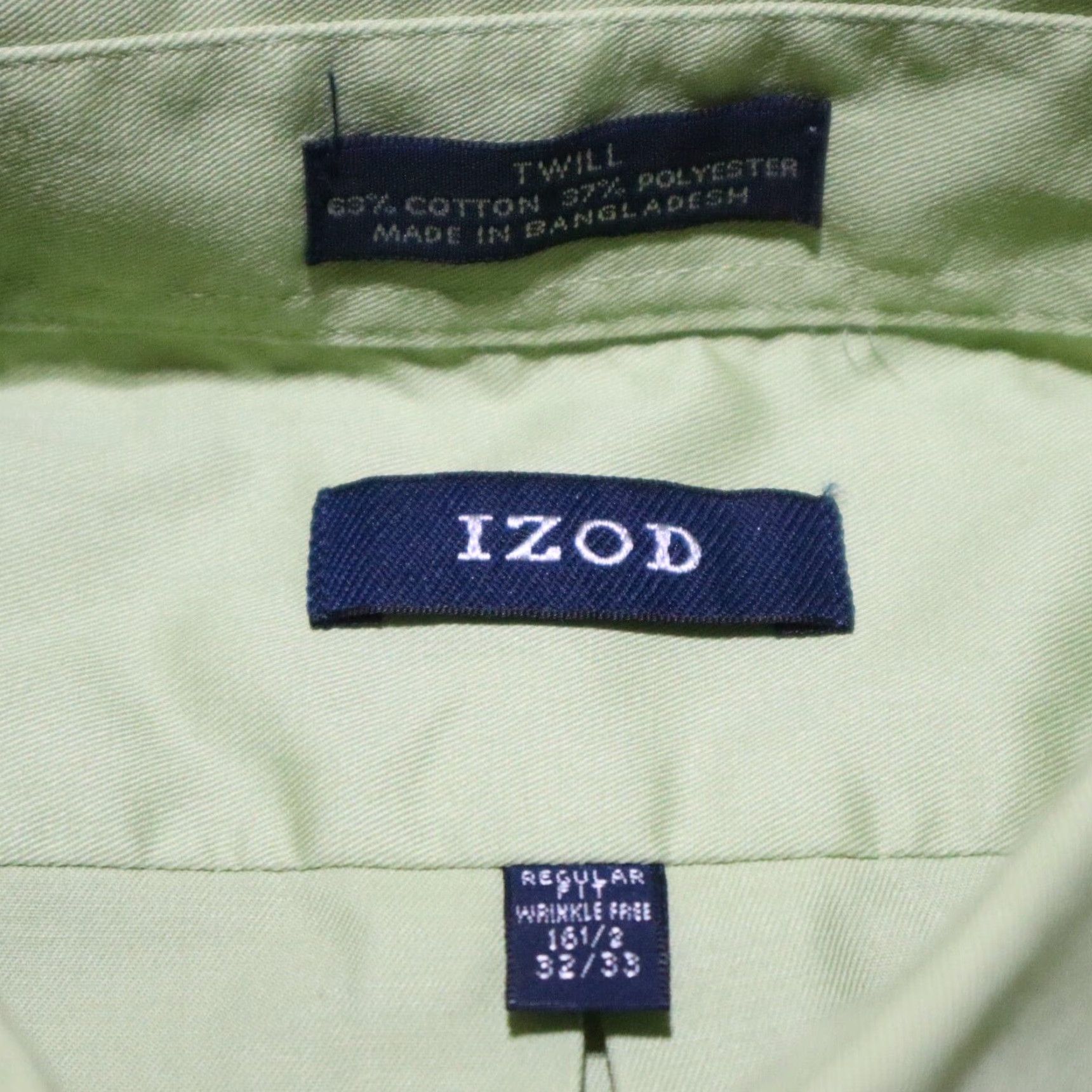 Izod IZOD Shirt Men 16.5 Green Solid Button-Up Classic Fit Long Sleeve"} Size US L / EU 52-54 / 3 - 3 Thumbnail