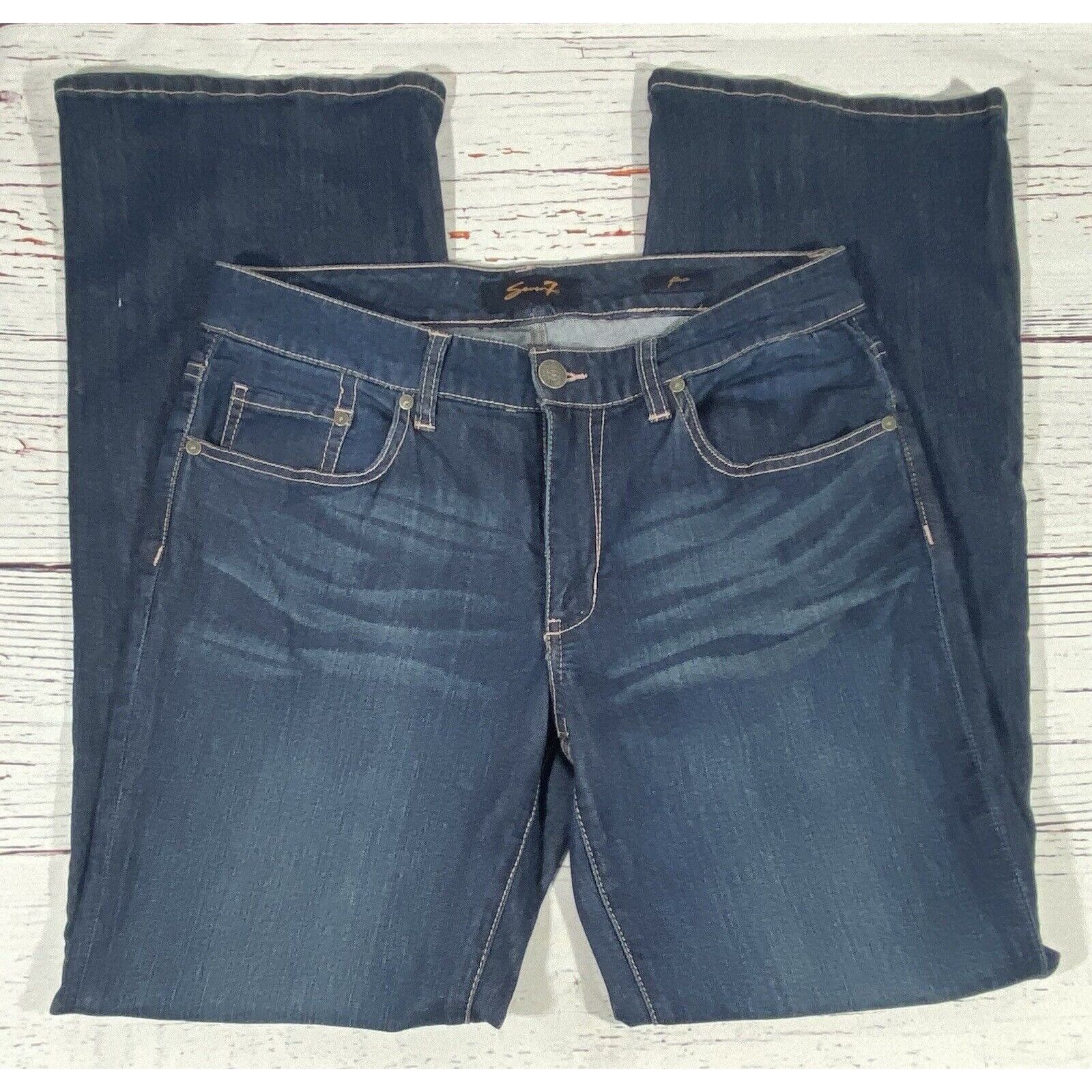 Seven 7 Seven 7 Womens Jeans Size 10 Wide Leg Dark Wash Blue Cottom Size 32" / US 10 / IT 46 - 1 Thumbnail