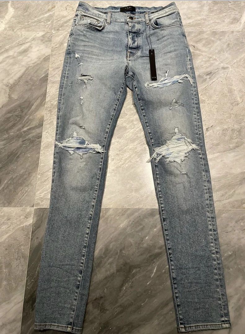 Amiri Amiri art colorful patchwork blue jeans Size US 33 - 1 Thumbnail