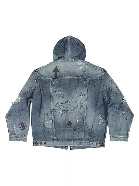 Balenciaga o1w1db10125 Oversized Hooded Jacket in Blue Size US S / EU 44-46 / 1 - 2 Thumbnail