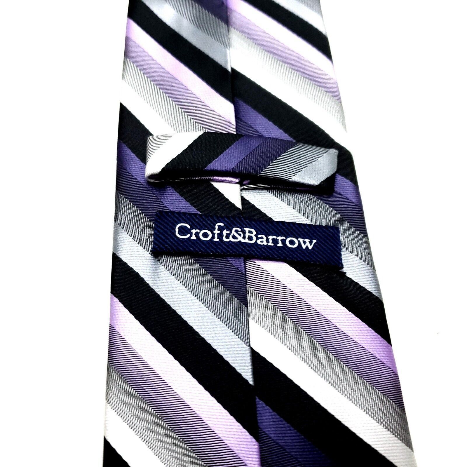 Croft & Barrow Croft Barrow Polyester Tie Purple Striped Skinny Size ONE SIZE - 3 Thumbnail