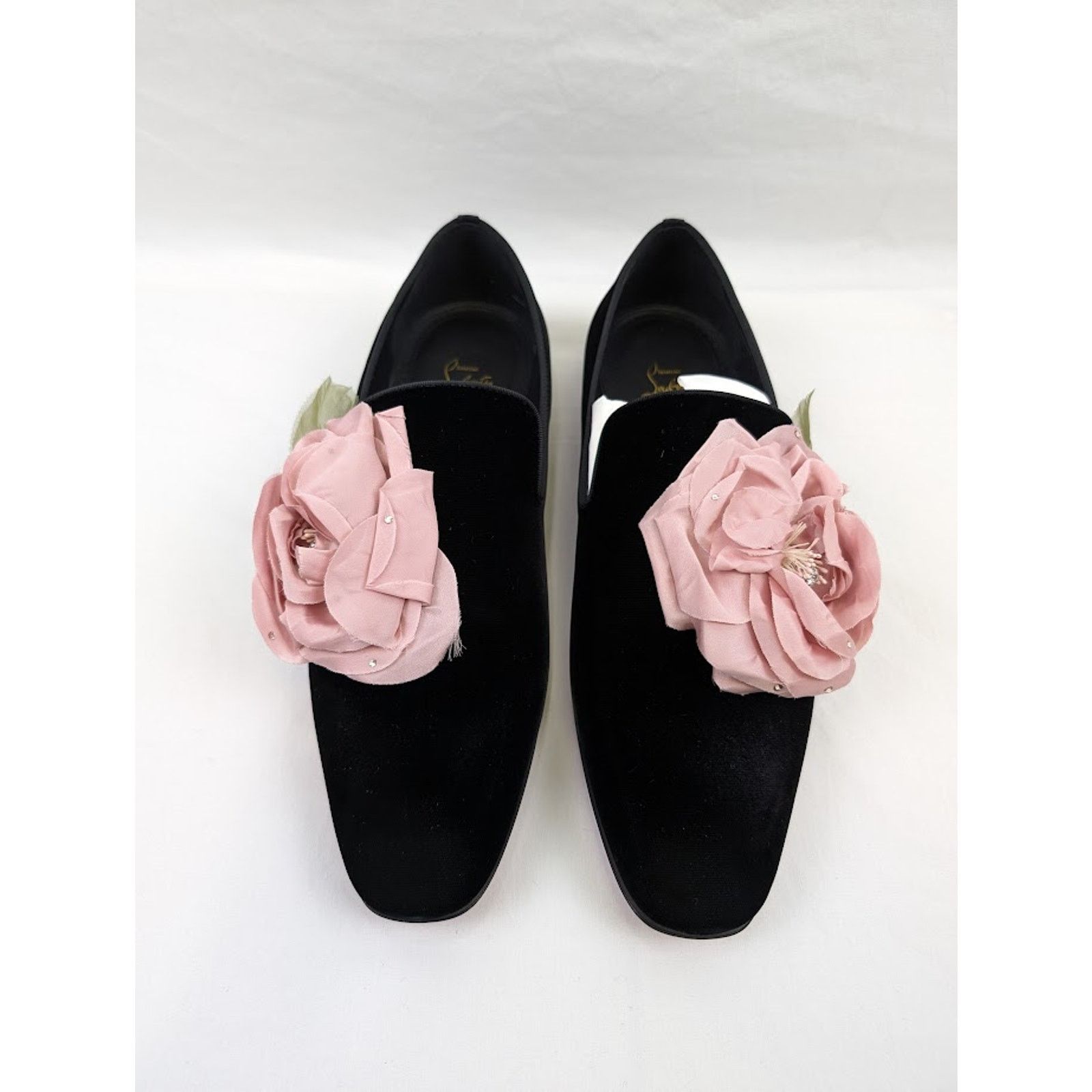 Christian Louboutin o1rshd1 Velvet Dandyflor Flat in Black/Rose Size US 11 / EU 44 - 16 Thumbnail