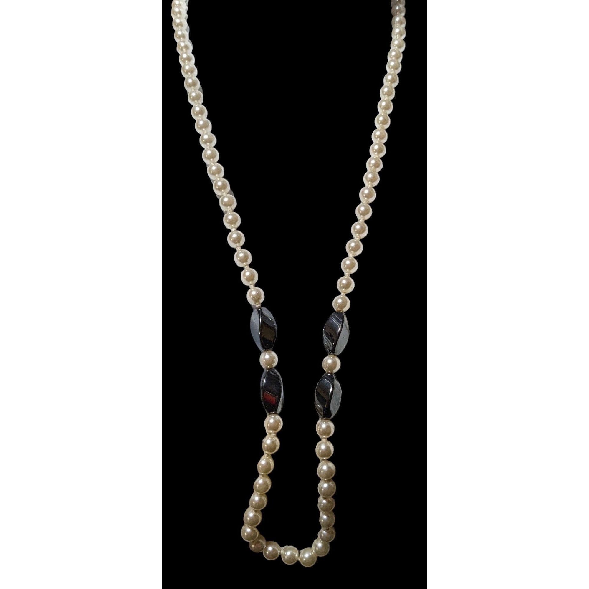 Other Glass Pearl Hematite Accent Beaded Necklace Size ONE SIZE - 2 Thumbnail