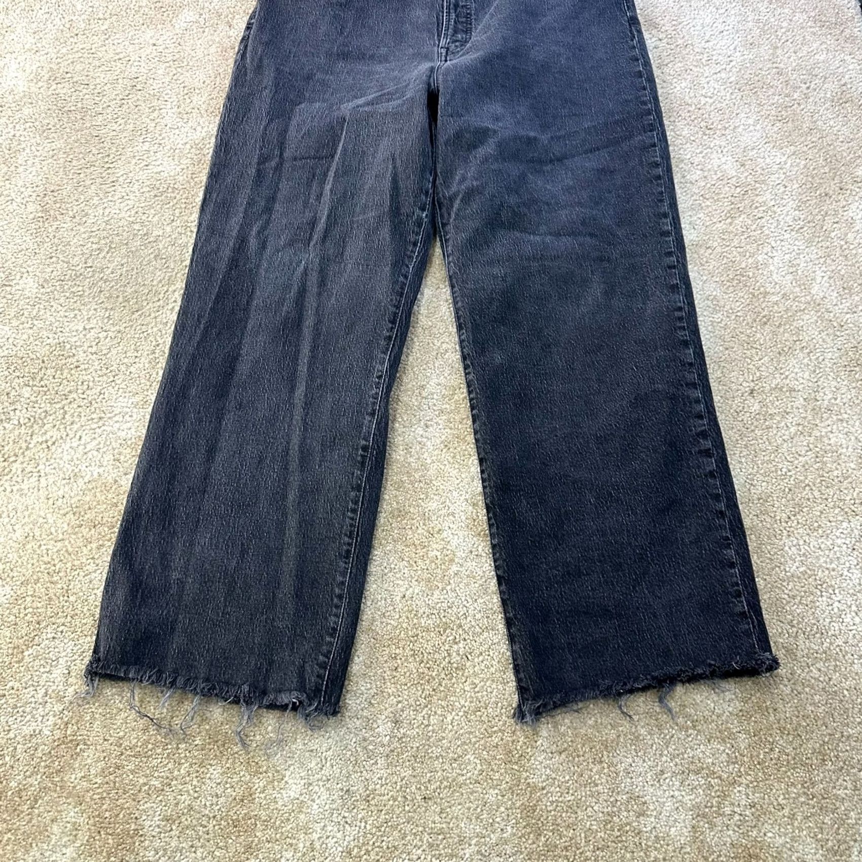 Madewell Madewell Jeans Womens 33T Black Wide-Leg Denim 5-Pocket High Rise Inseam 29 Inseam 29" Regular 36W 29L N/A Size 24" / US 00 / IT 34 - 2 Thumbnail