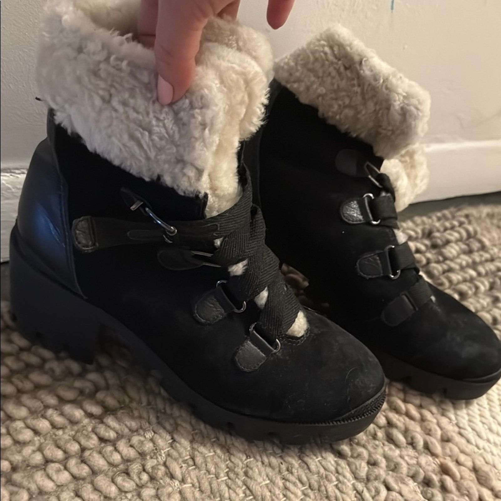 SCHUTZ NWT Schutz Women's Black and Cream Winter Boots Size 9 Size US 9 / IT 39 - 1 Thumbnail