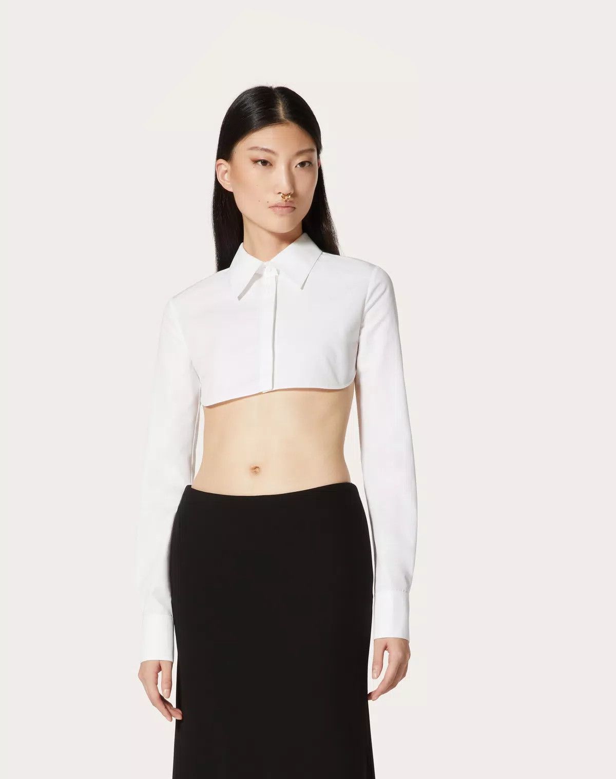 Valentino o1s1wg110625 Compact Popeline Blouse in White Size M / US 6-8 / IT 42-44 - 4 Thumbnail