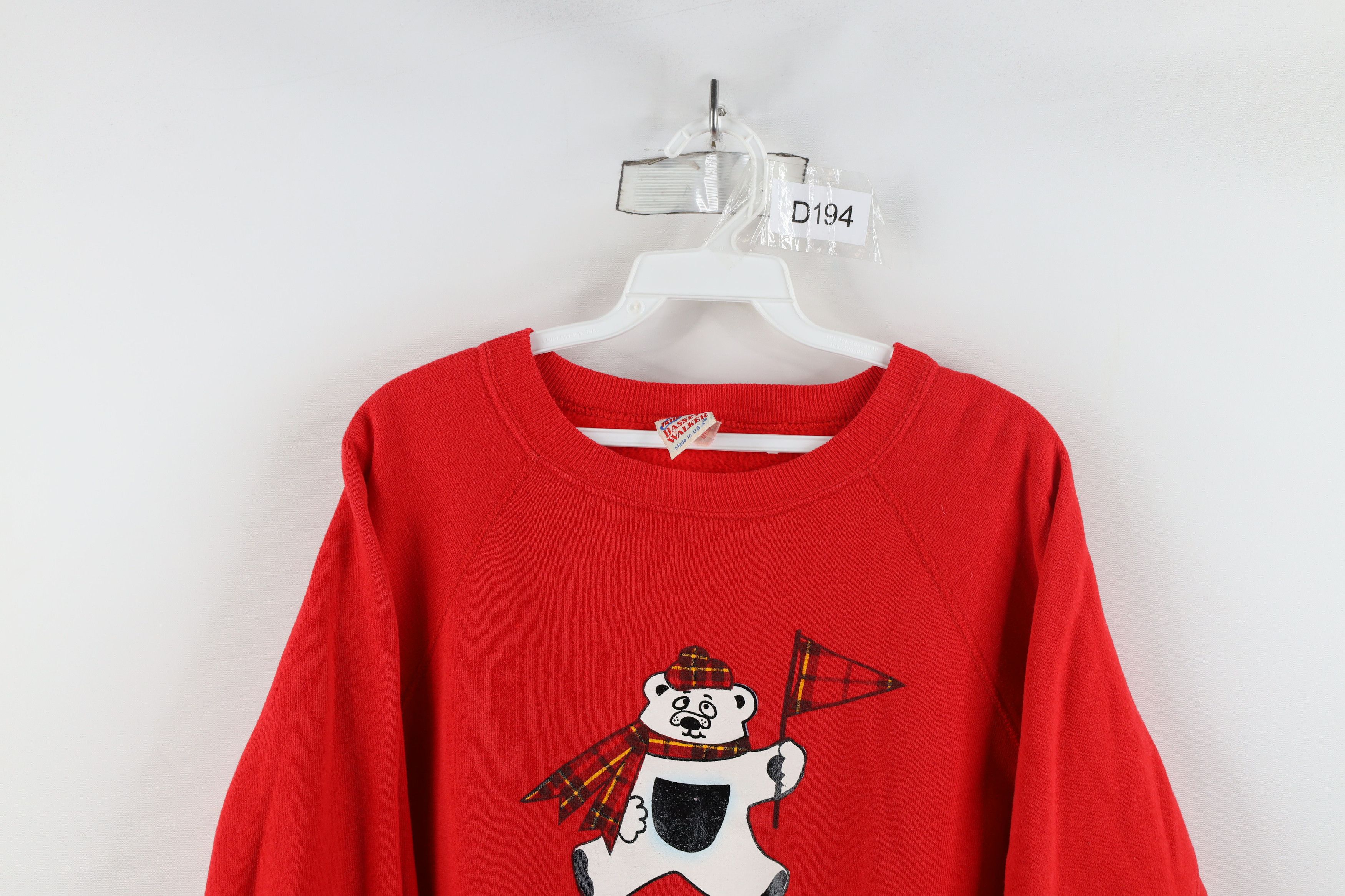 Vintage Vintage 80s Streetwear Bear Crewneck Sweatshirt Red USA Size M / US 6-8 / IT 42-44 - 2 Thumbnail