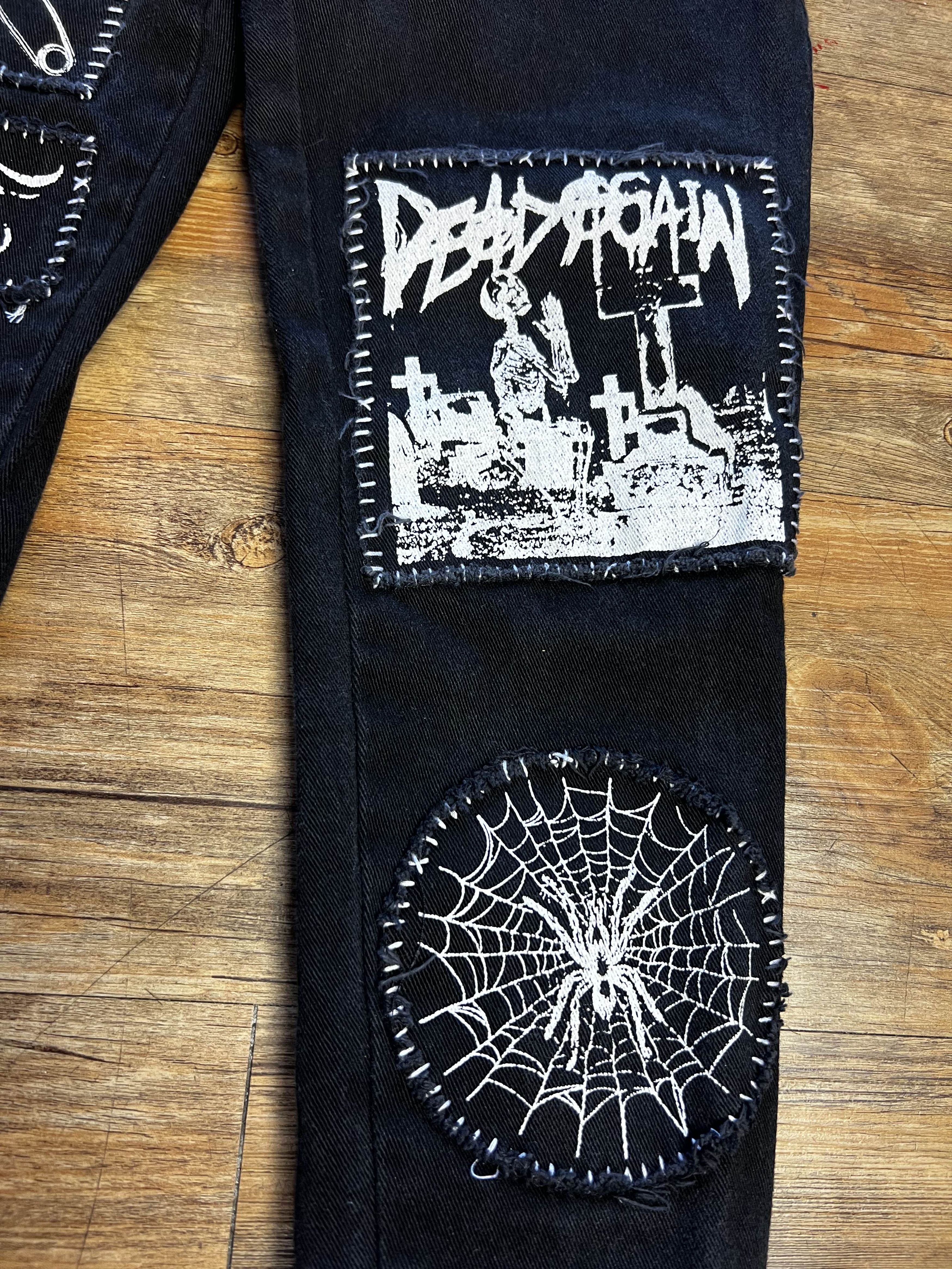 Current Mood Dolls Kill Current Mood Patchwork Lace Up Front Skinny Jeans Size 22" - 5 Thumbnail