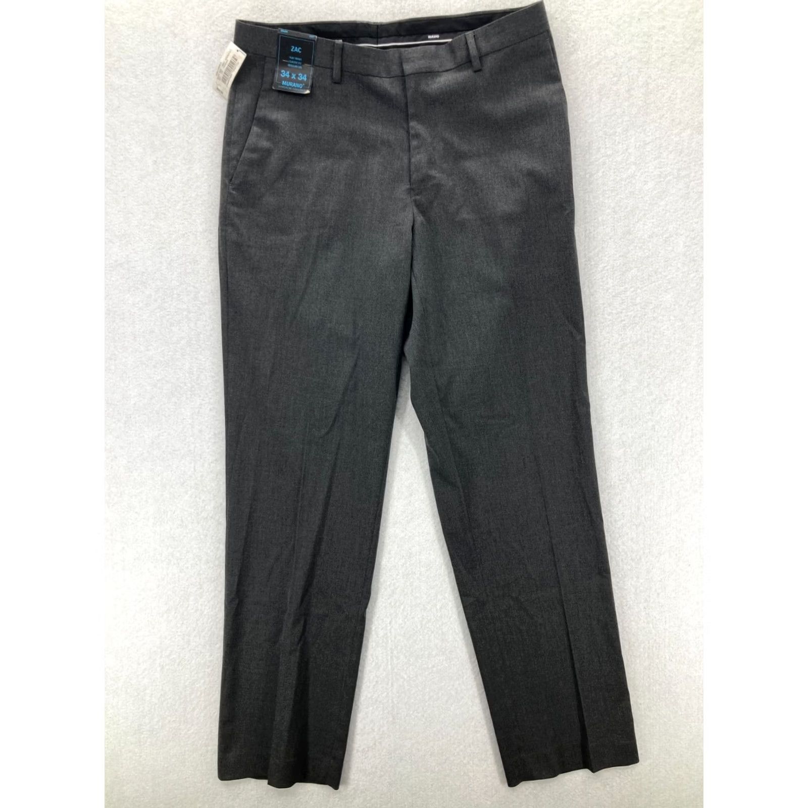 Murano Murano Zac Pant Mens Wardrobe Essentials Size 34x34 Classic Fit Gray Flat Front Pants Front Type: Flat Front Size US 34 / EU 50 - 2 Thumbnail