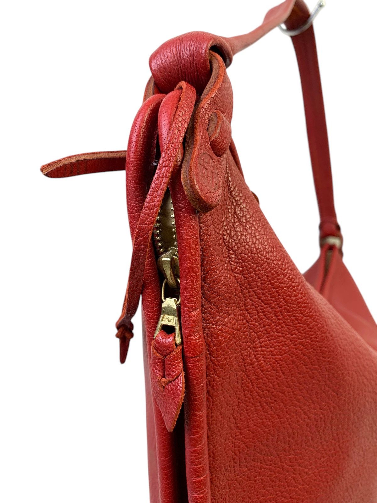 Japanese Brand Maat France Asymetrical Red Leather Shoulder Bag Size ONE SIZE - 8 Thumbnail