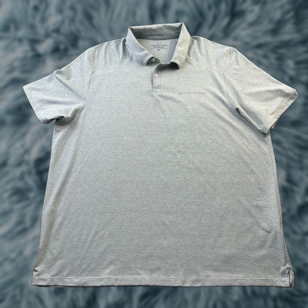 Vineyard Vines Vineyard Vines Polo Shirt Mens 2XL Gray Stripe Performance Stretch Short Sleeve Golf Casual Formal Size US XXL / EU 58 / 5 - 1 Thumbnail