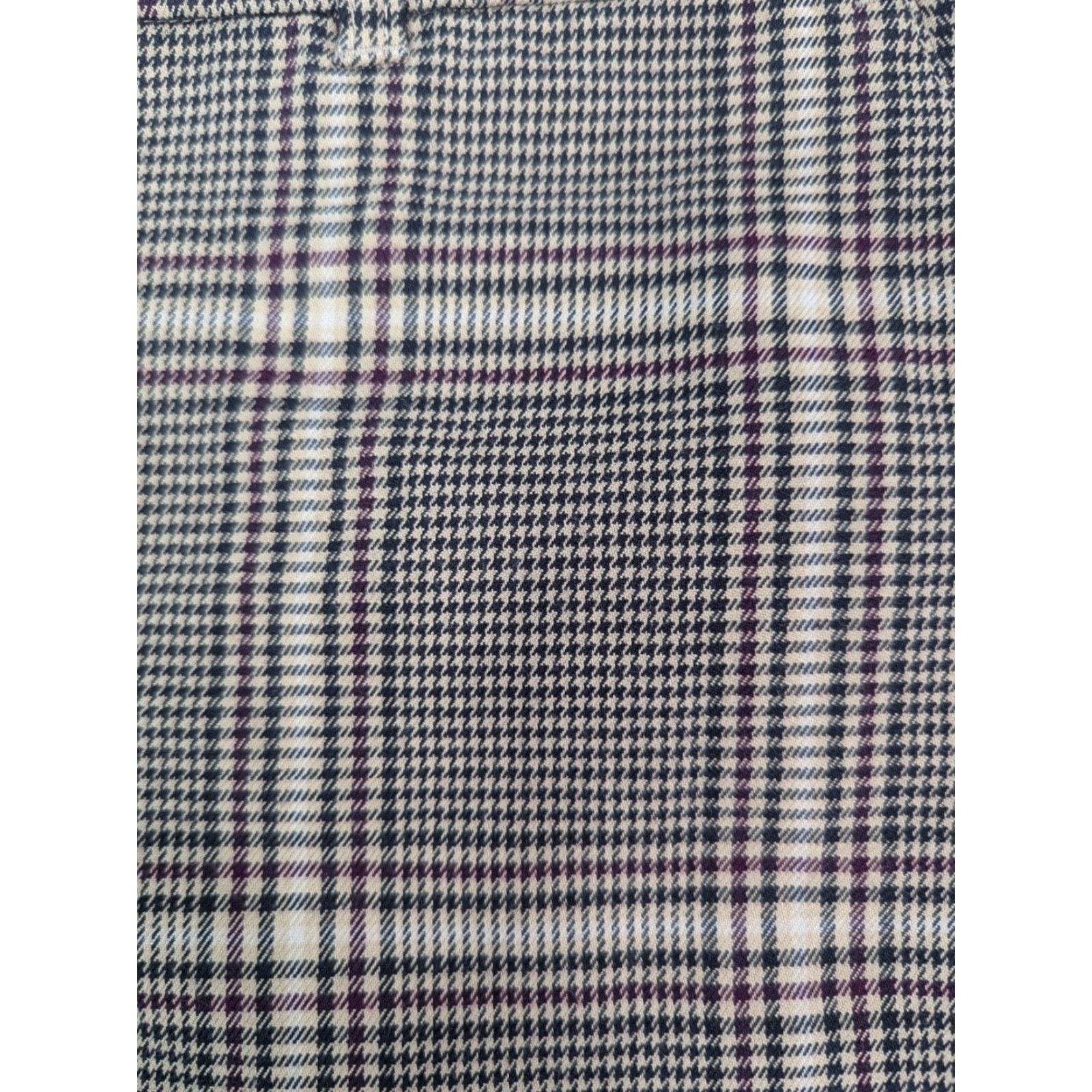 Abercrombie & Fitch Abercrombie & Fitch Womens Houndstooth Pant XL Beige Flared Ankle High Rise Sim- one? Size 40" / US 18 - 3 Thumbnail