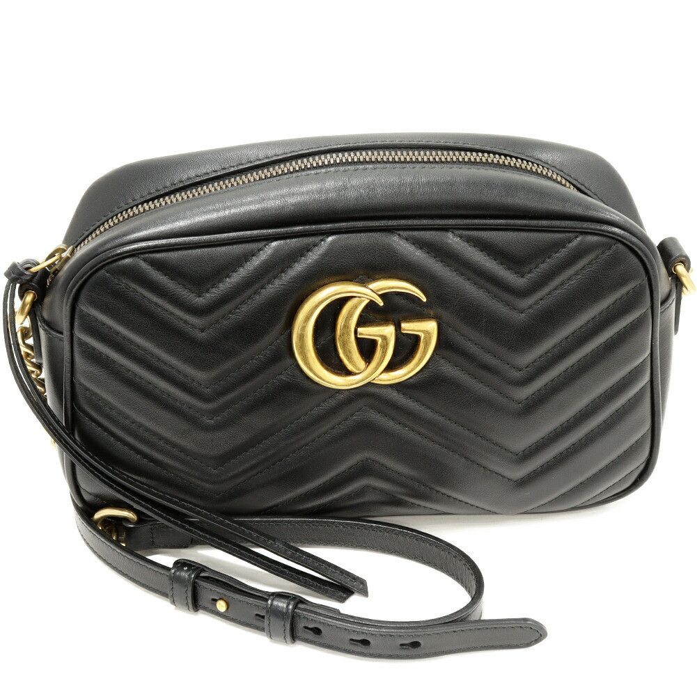 Gucci Gucci Gucci GG Marmont Chevron Quilted Leather Shoulder Bag Leather Shoulder Bag 447632 DTD1T 1000 Size ONE SIZE - 1 Thumbnail