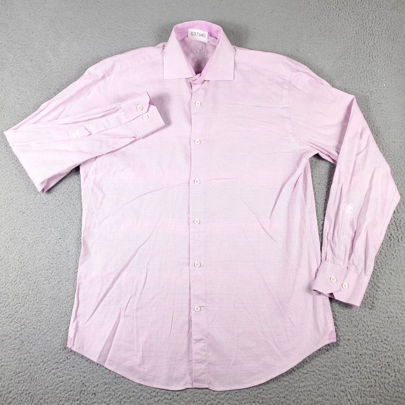 BUGATCHI VINTAGE Bugatchi Uomo Dress Shirt Men 16 Pink Long Sleeve Business Formal Casual Workwear Size 42R - 2 Thumbnail