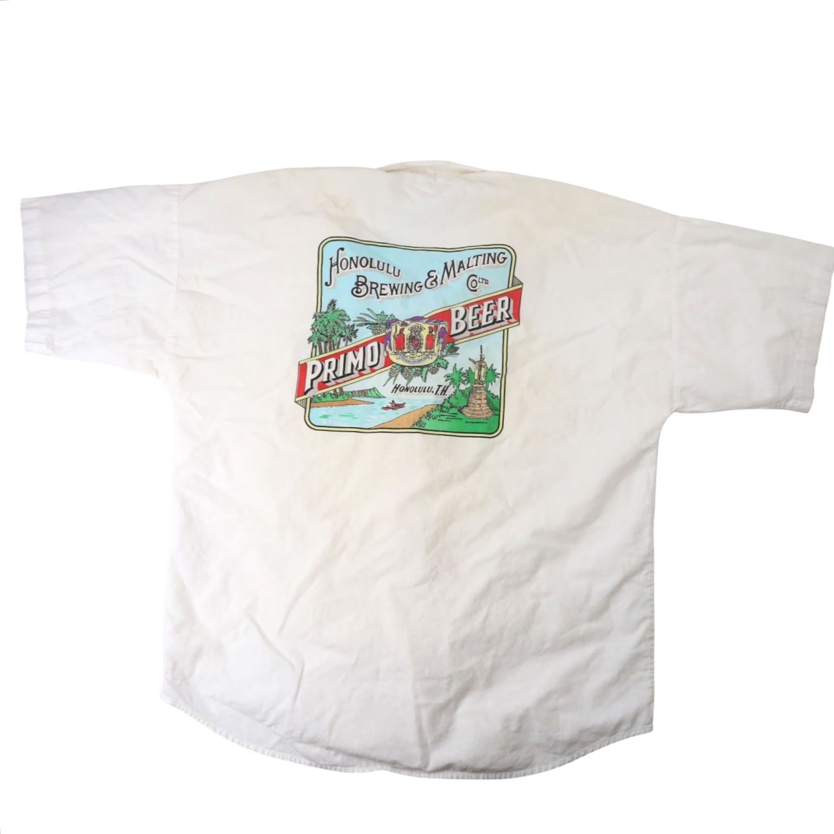 Vintage VINTAGE Crazy Shirts Primo Beer Hawaiian Shirt White Large Mens Button Up Short Sleeve Size US L / EU 52-54 / 3 - 2 Thumbnail