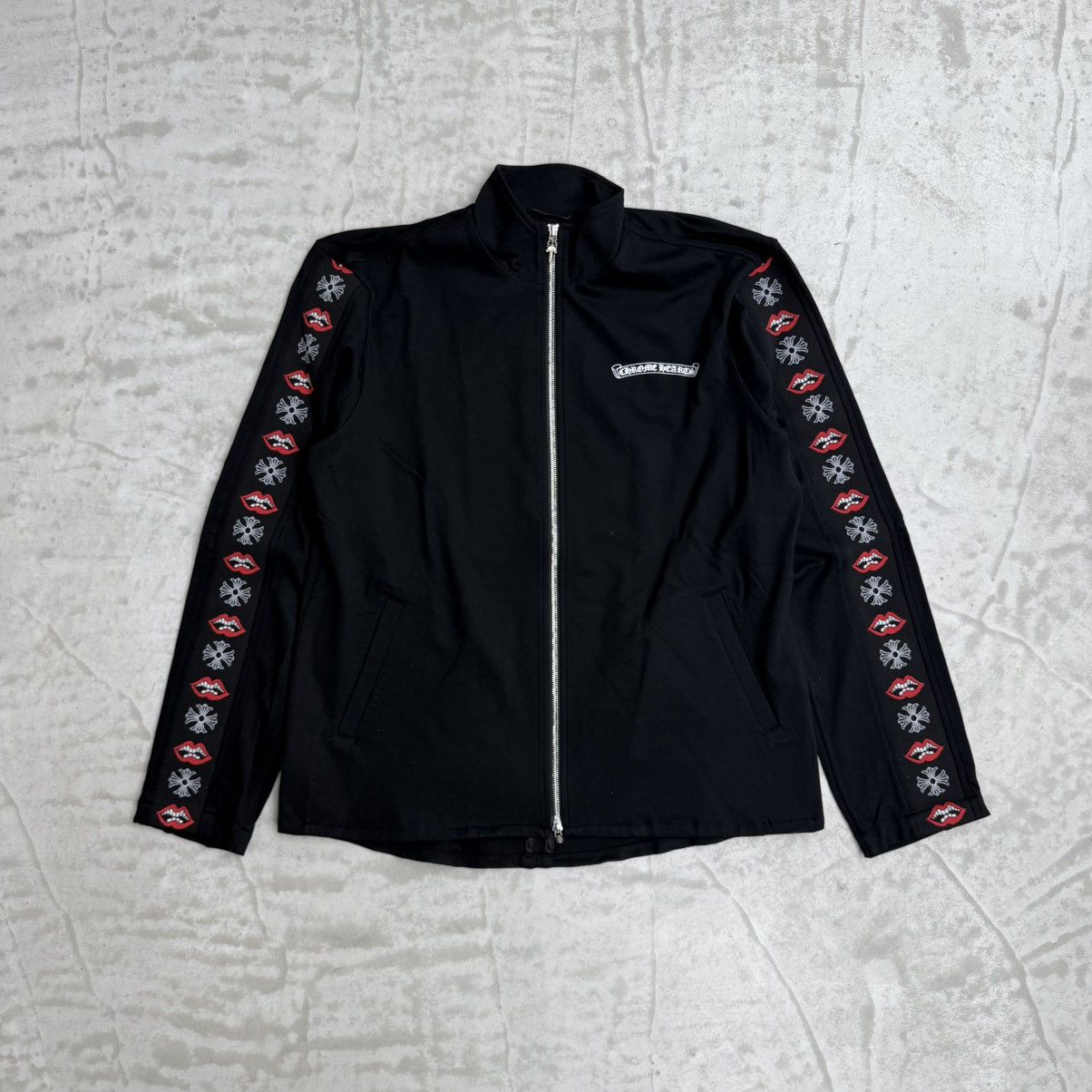 Chrome Hearts Chrome Hearts Track Jacket Leather Trimmed Red