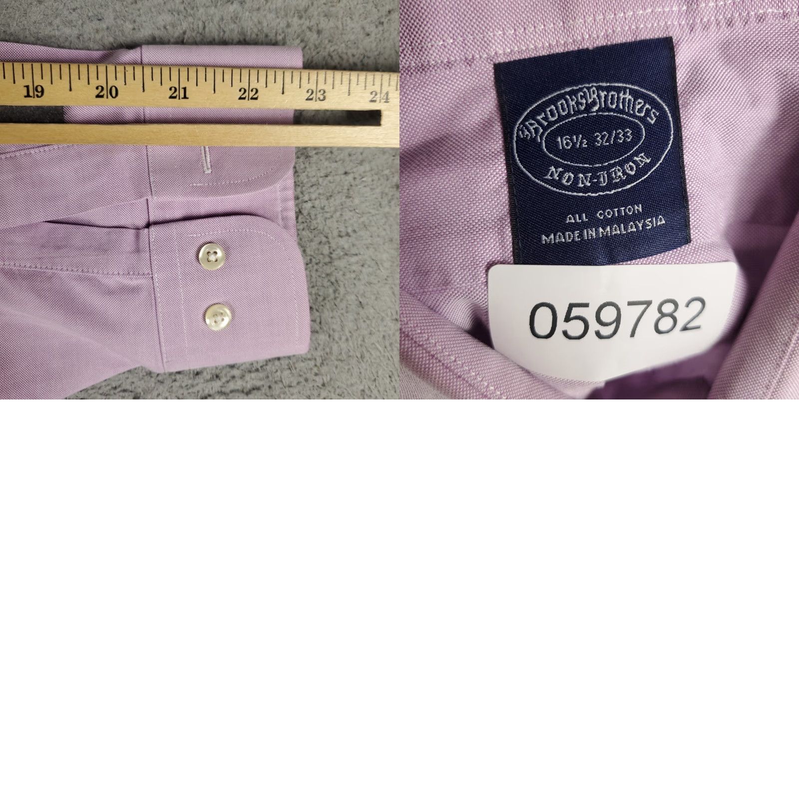Brooks Brothers VINTAGE Brooks Brothers Shirt Mens 16.5 Purple Dress Button-Up Long Sleeve Non-Iron, 100% Cotton, Regular Fit, Business Casual, 16.5, Purple, Mens Size 42R - 8 Thumbnail