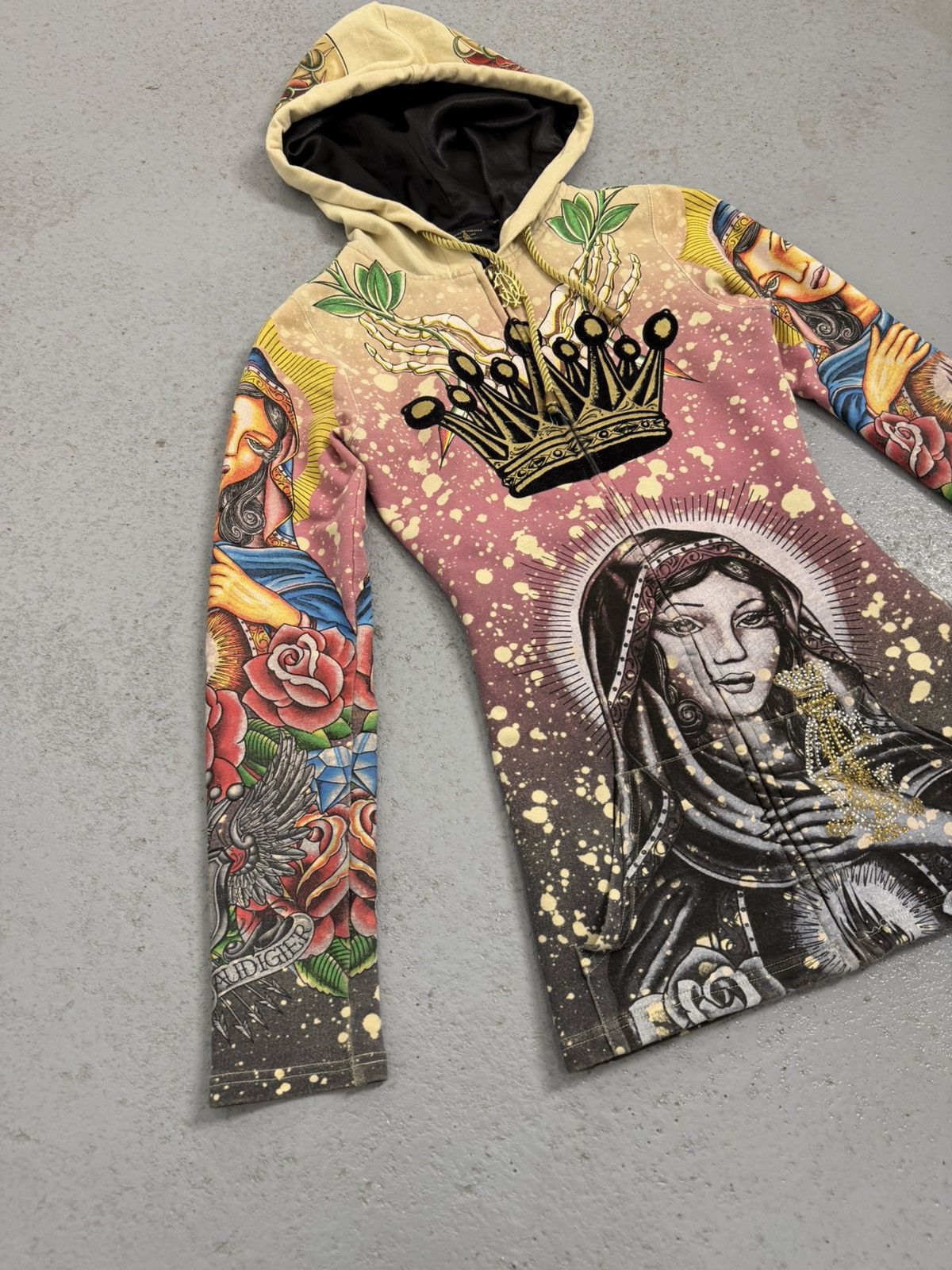 Christian Audigier Christian Audigier Holy Diva Overprinted Y2K Zip Hoodie Size XS / US 0-2 / IT 36-38 - 2 Thumbnail