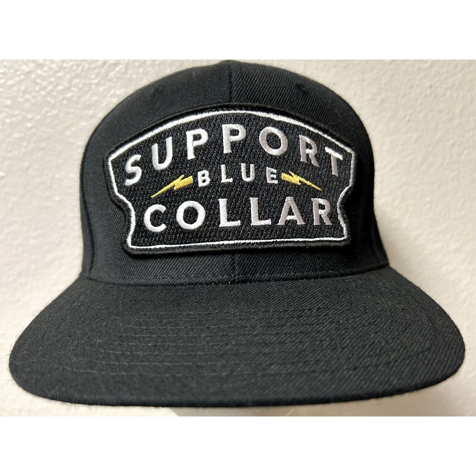 Vintage Support Blue Collar Snapback Hat Patch Black Men One Size Snapback Adjustable Breathable Workwear Casual Size ONE SIZE - 2 Thumbnail