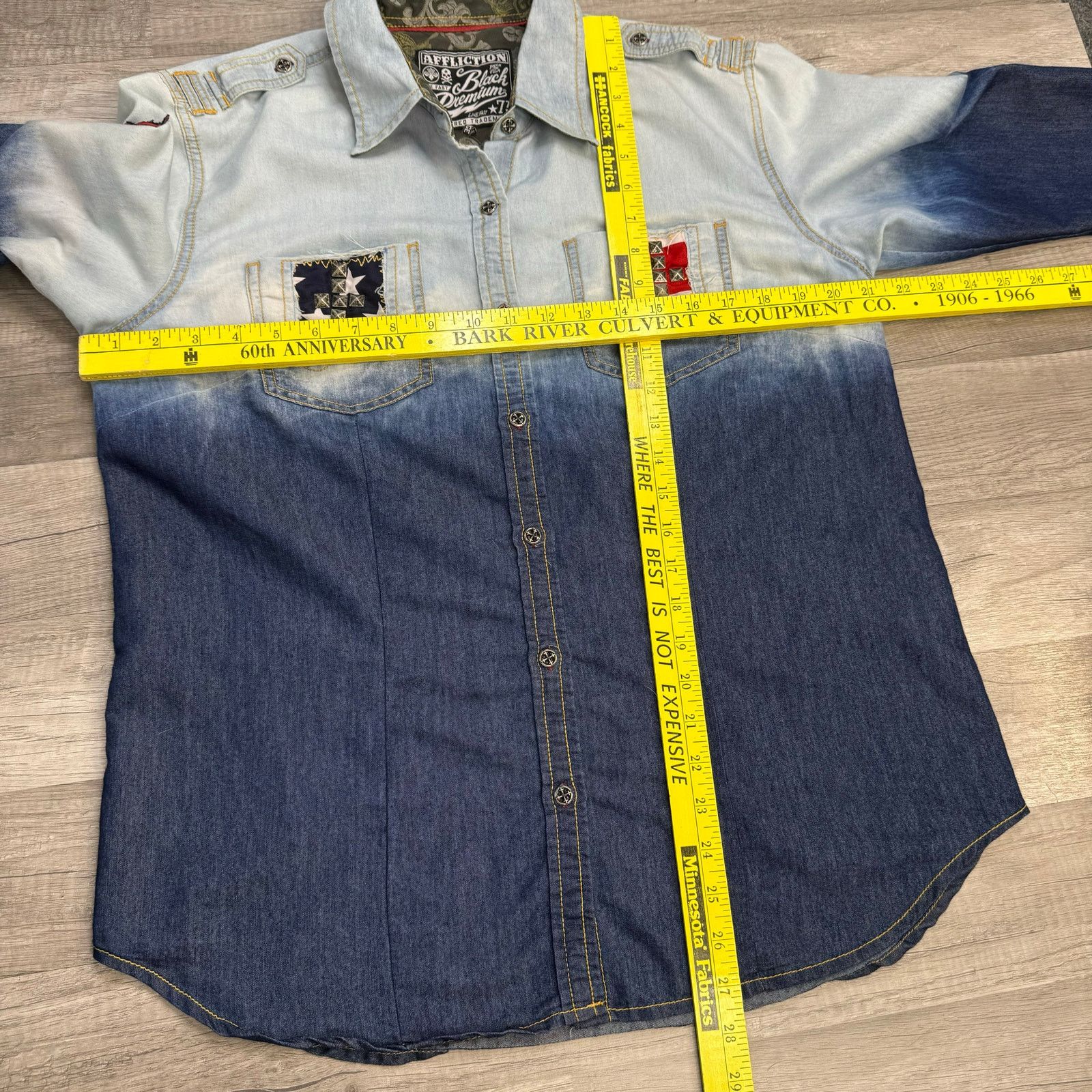 Affliction Affliction Womens Blue Ombré Button Shirt Patriotic Large Size L / US 10 / IT 46 - 7 Thumbnail