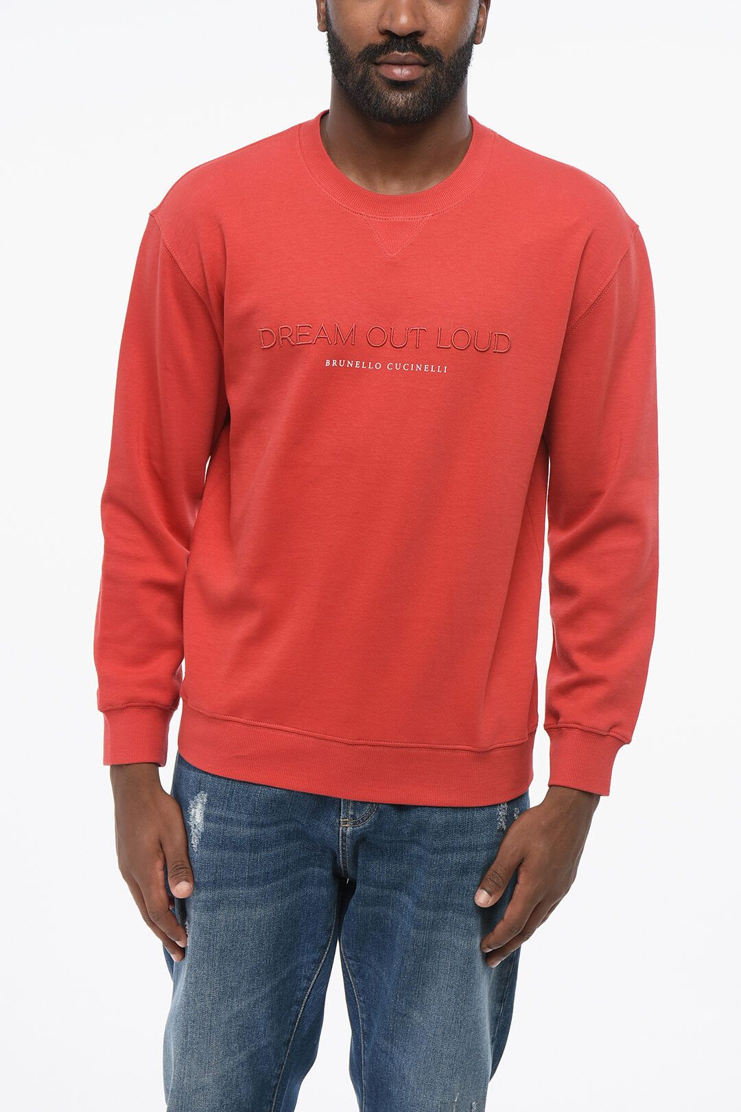 Brunello Cucinelli og1mm0725 Crewneck Cotton Blend Sweatshirt in Red Size US S / EU 44-46 / 1 - 1 Thumbnail