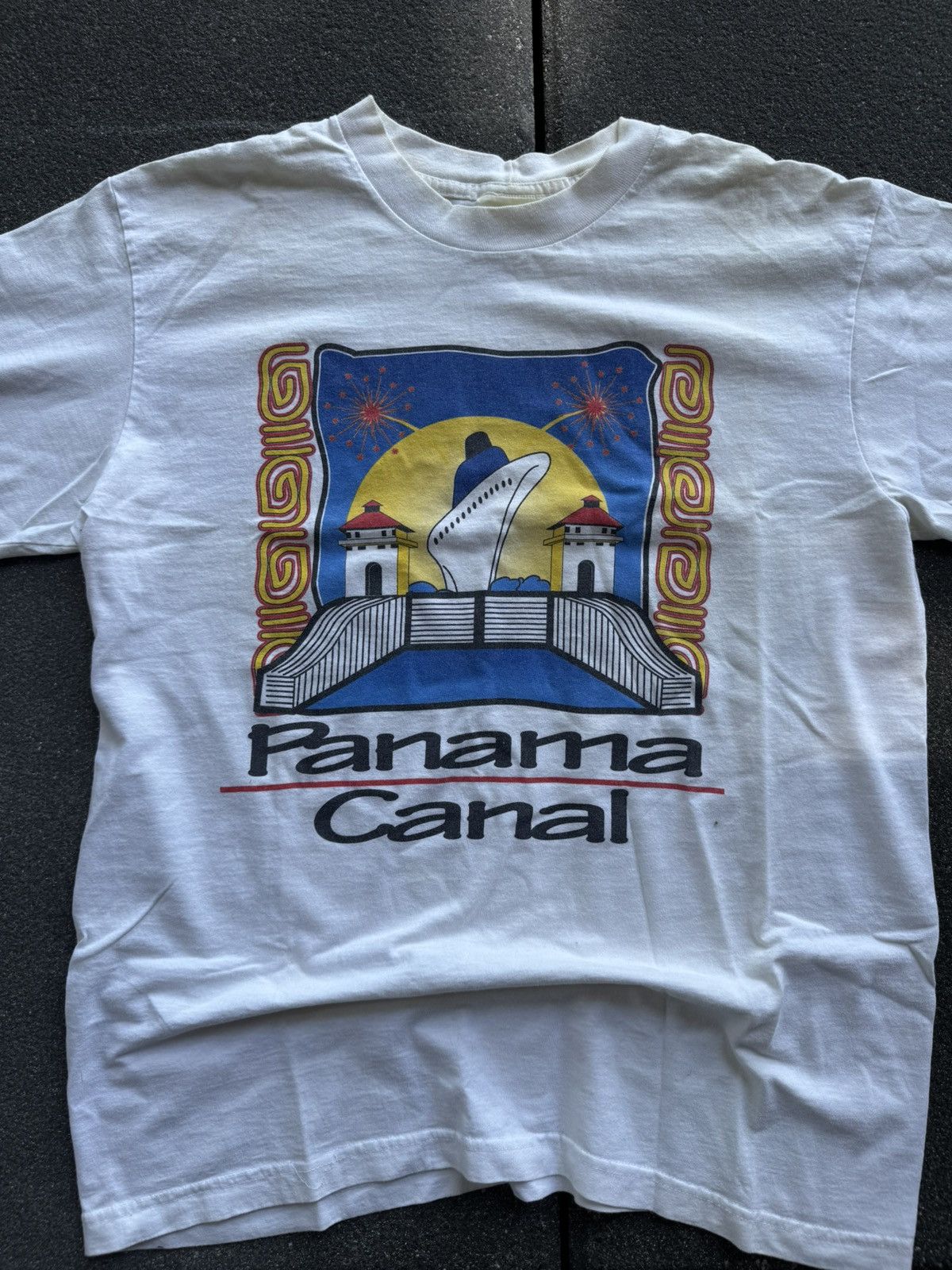 Fruit Of The Loom CRAZY VINTAGE 90's PANAMA CANAL GRAPHIC T-SHIRT Size US L / EU 52-54 / 3 - 2 Thumbnail