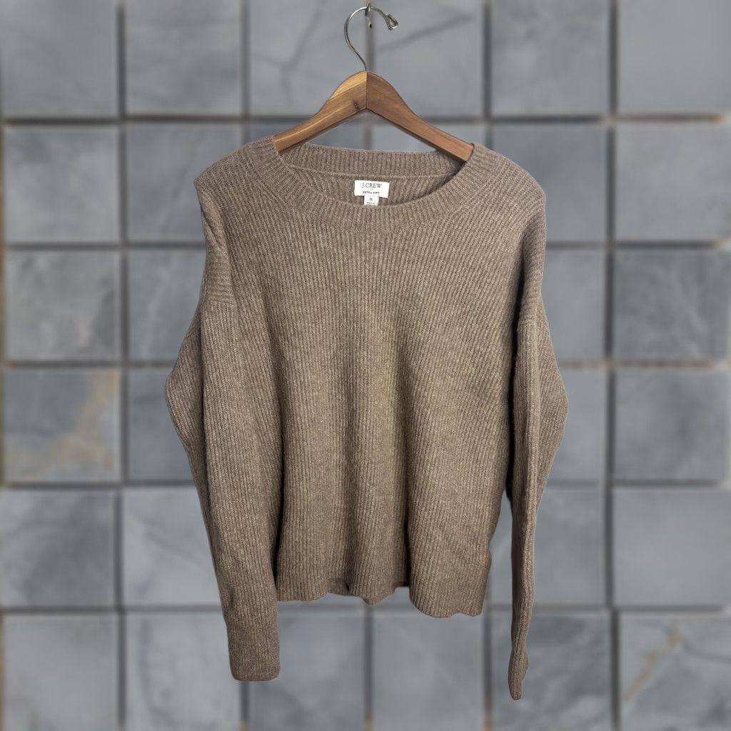 J.Crew VINTAGE J.Crew Sweater Raglan Long Sleeve Crew Neck Womens Small Taupe Beige Extra-Soft Ribbed Pullover Size S / US 4 / IT 40 - 1 Thumbnail