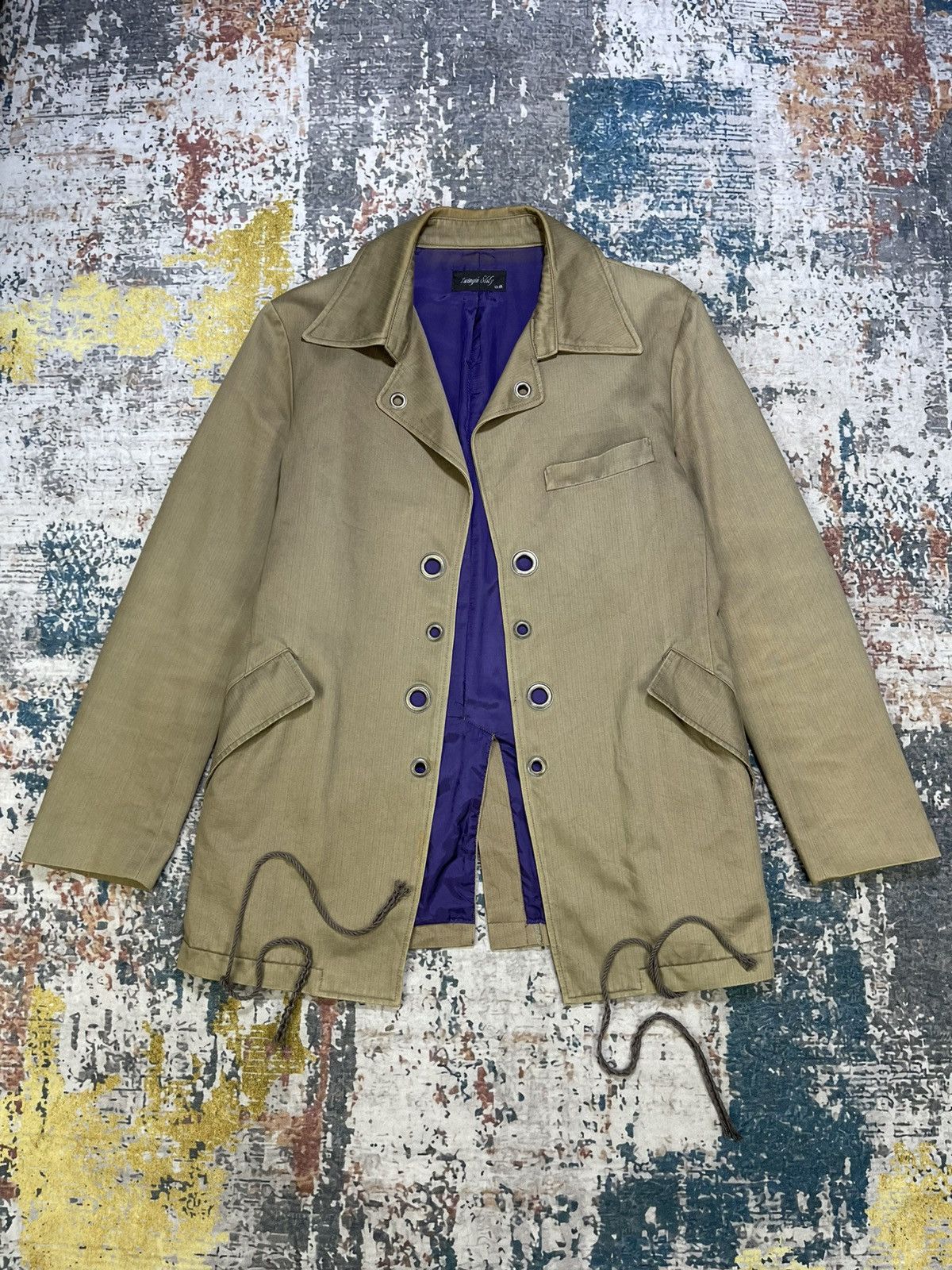 Japanese Brand Swingin Slily Herringbone Laced Gusset Jacket Size US M / EU 48-50 / 2 - 1 Thumbnail