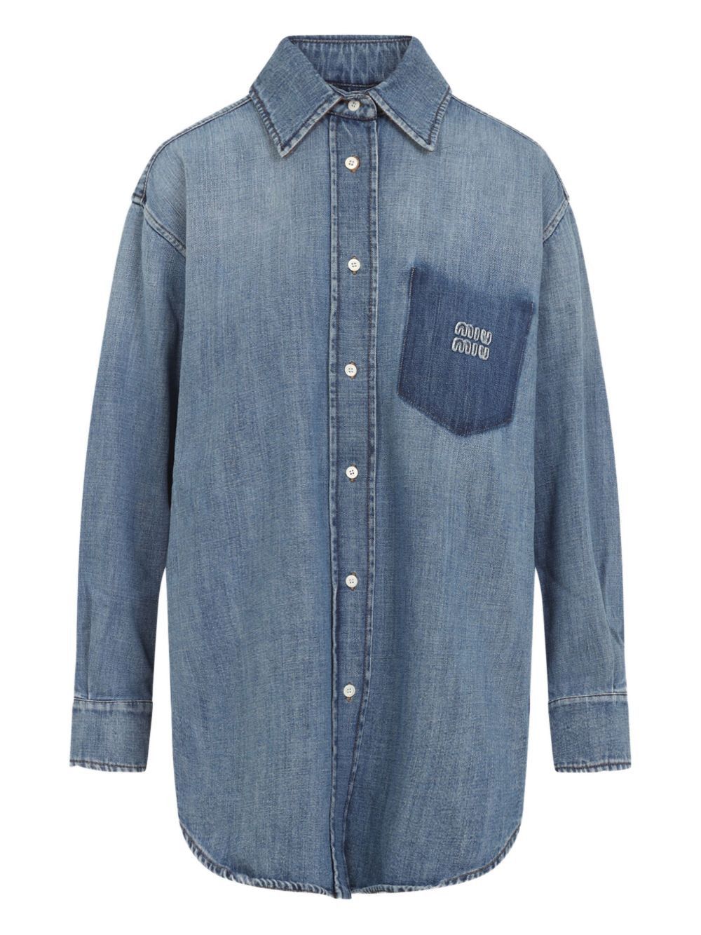 Miu Miu SUEDE AND DENIM SHIRT Size S / US 4 / IT 40 - 1 Thumbnail