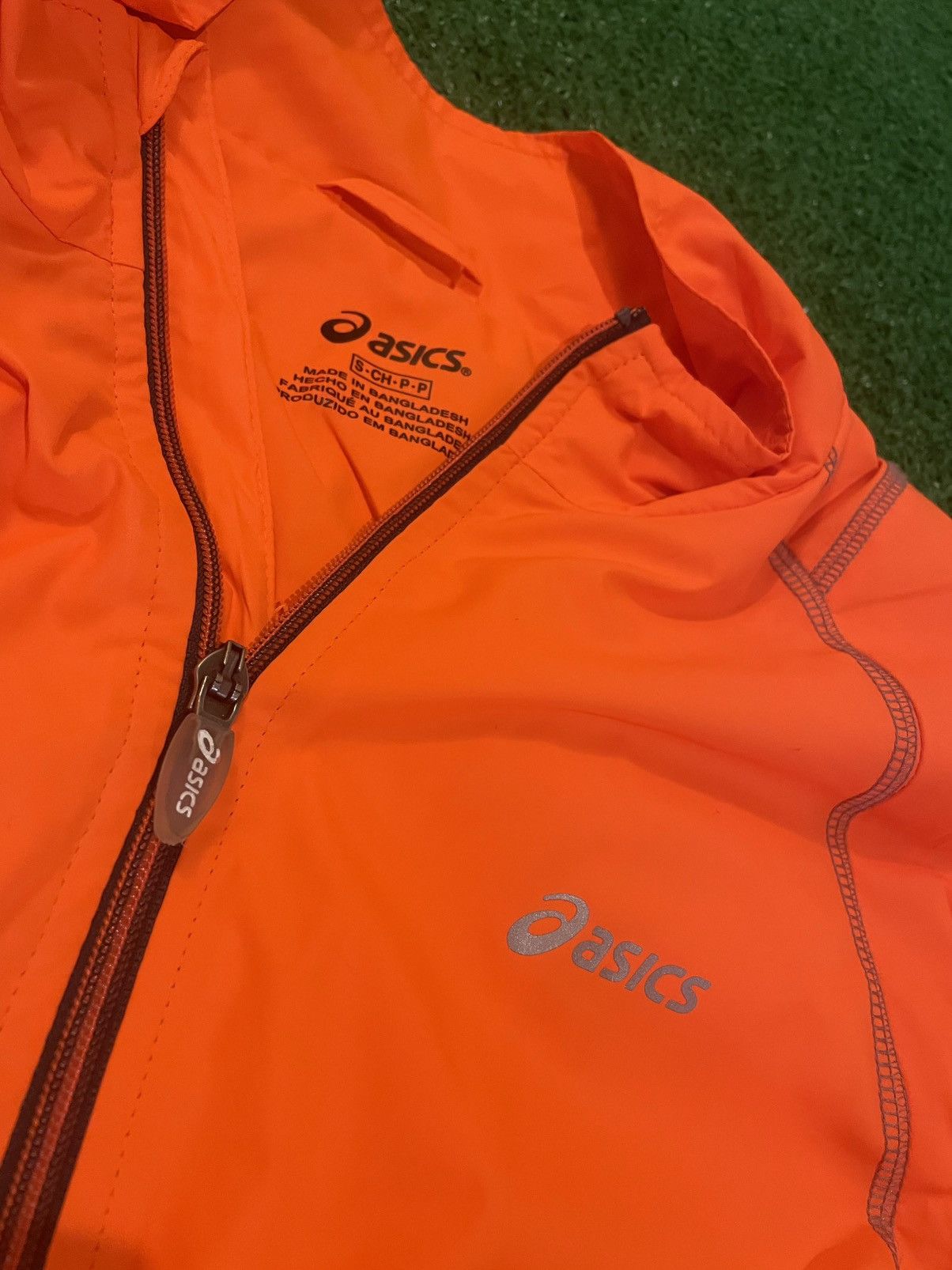 Asics ASICS Neon Orange Lightweight Zip Up Windbreaker Size US S / EU 44-46 / 1 - 2 Thumbnail